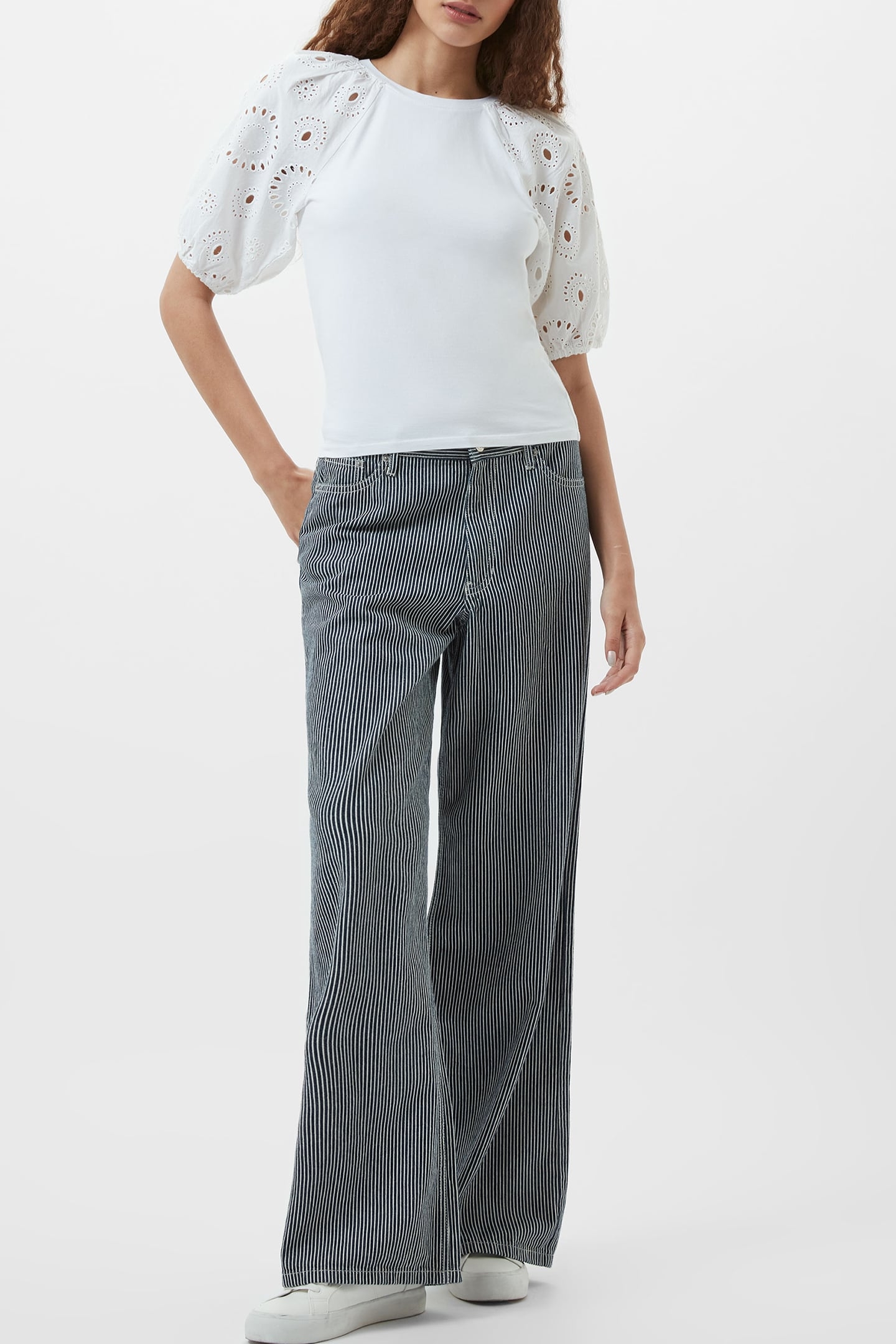 ROSANA ANGLAISE TOP LINEN WHITE 1