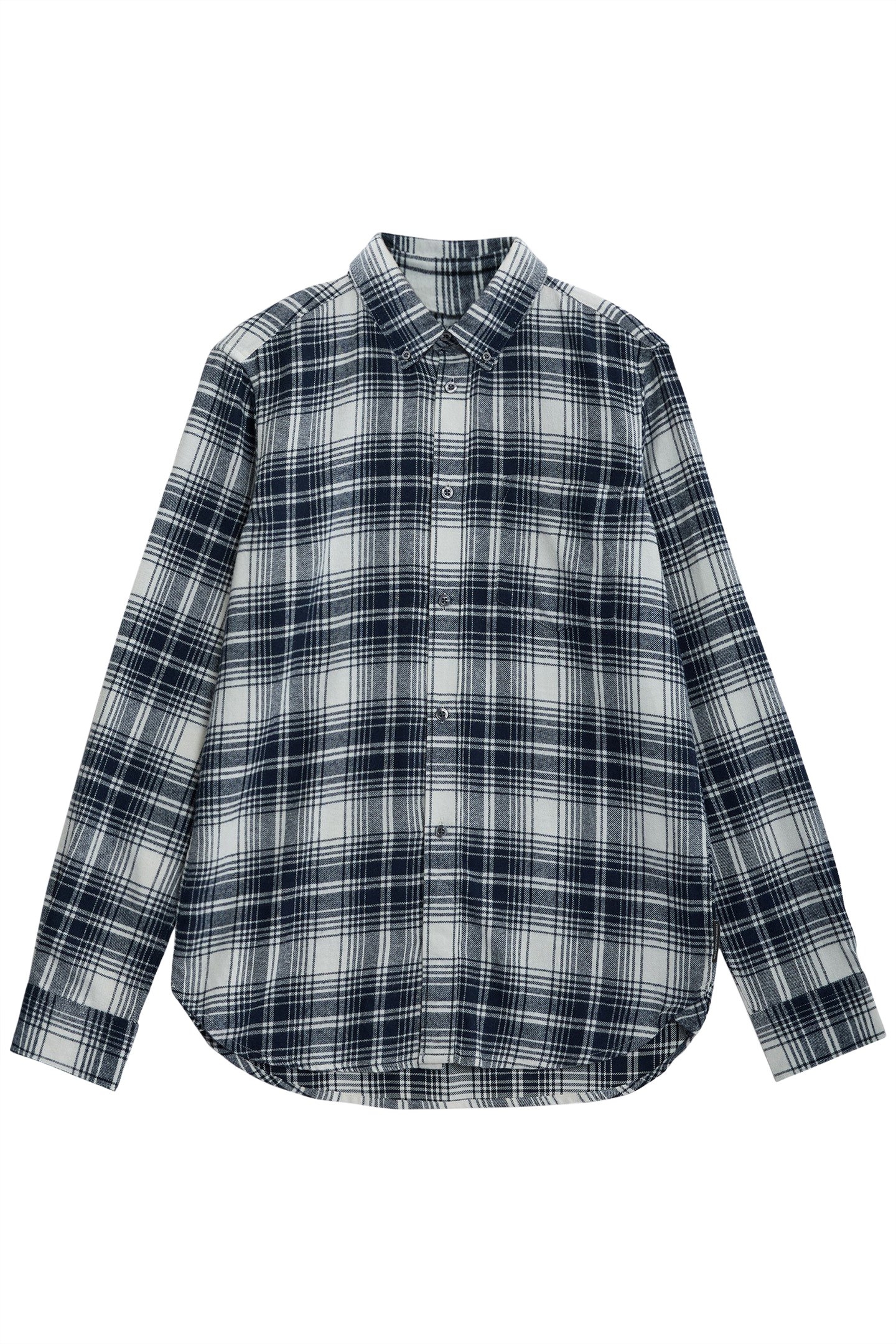 SCOT FLANNEL LS ECRU/MARINE 1