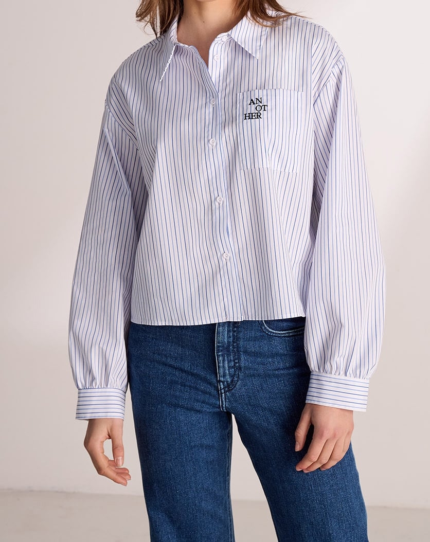 DIEGA SHIRT LONG SLEEVE BLUE WHITE STRIPE 1