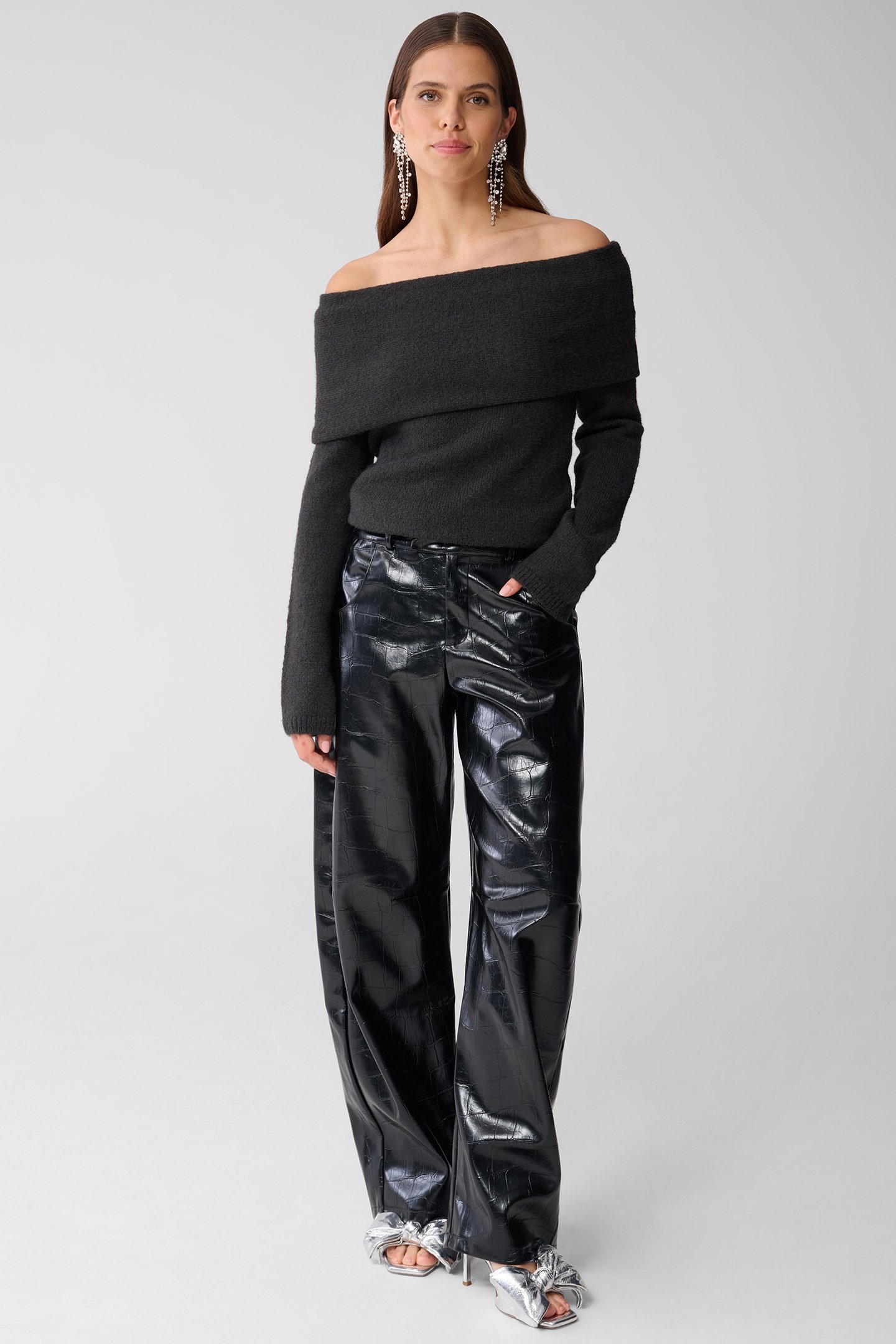 SBSTUDIO OFF SHOULDER KNIT ANTHRACITE 2