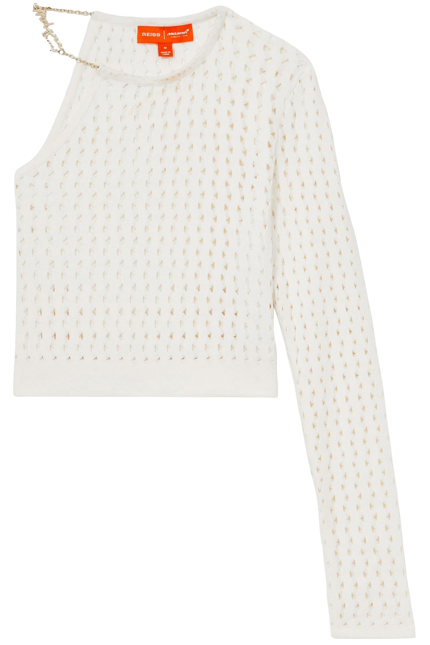 ONE SLEEVE KNITTED CROP TOP WHITE 4