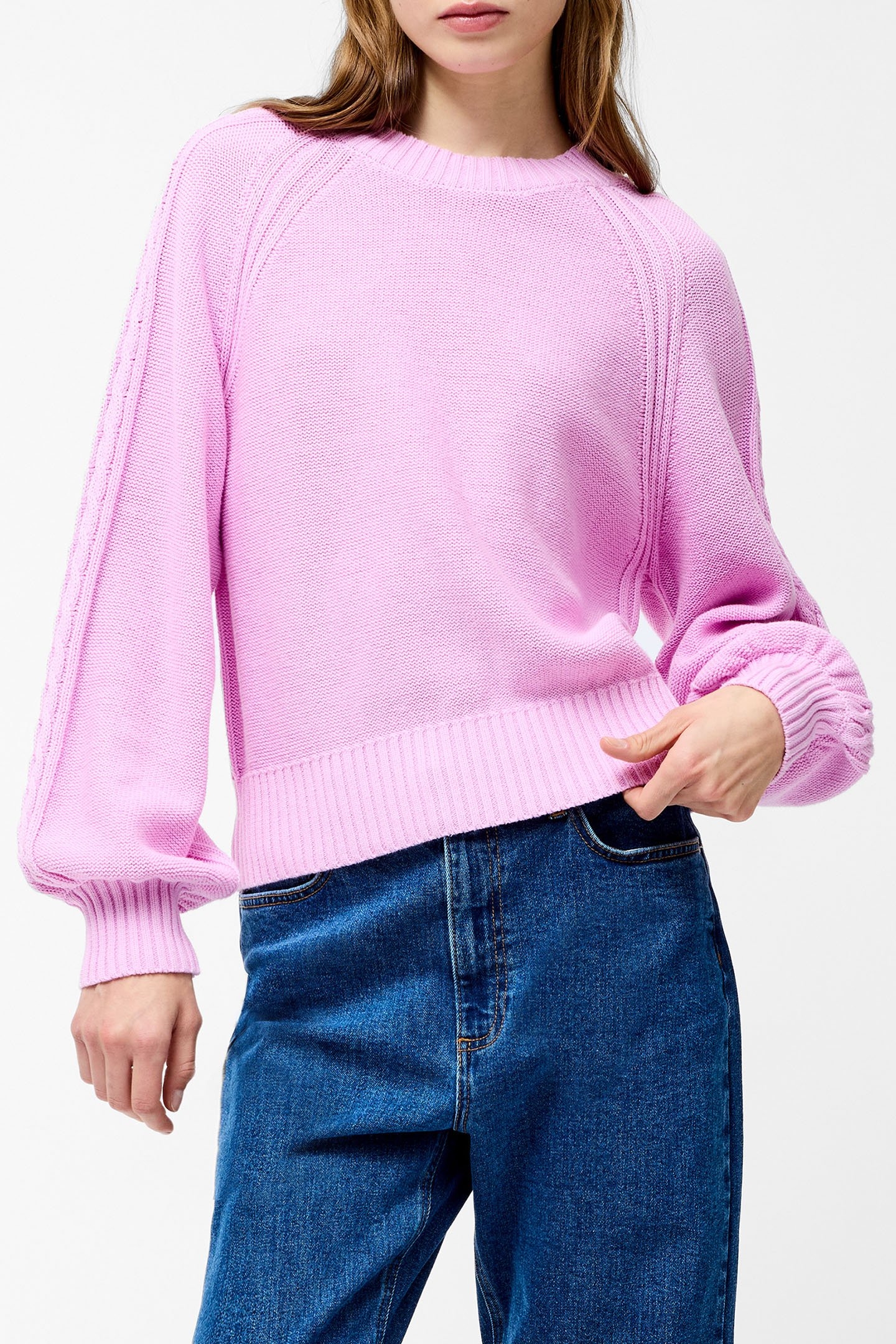 LILY CABLE SLV JUMPER BUBBLEGUM PINK 1