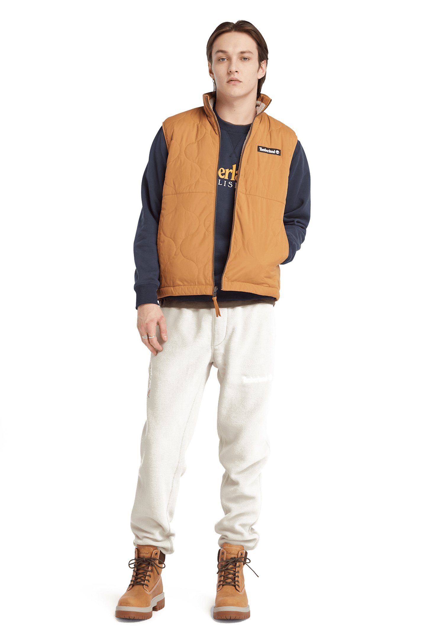 EMBROIDERY LOGO BRUSH BACK CREW NECK DARK SAPPHIRE 3