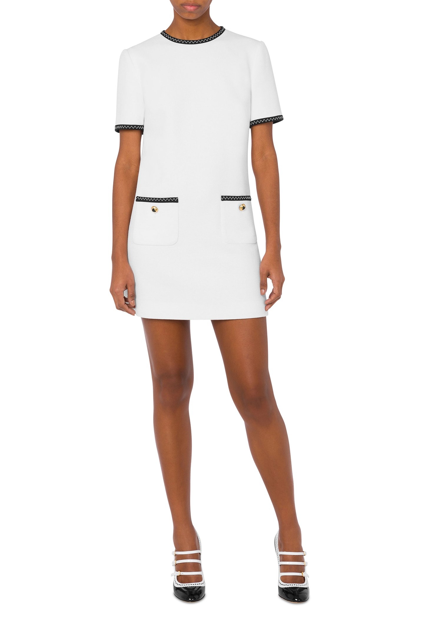 GOLD HEART BUTTONS SHORT-SLEEVED DRESS WHITE 1