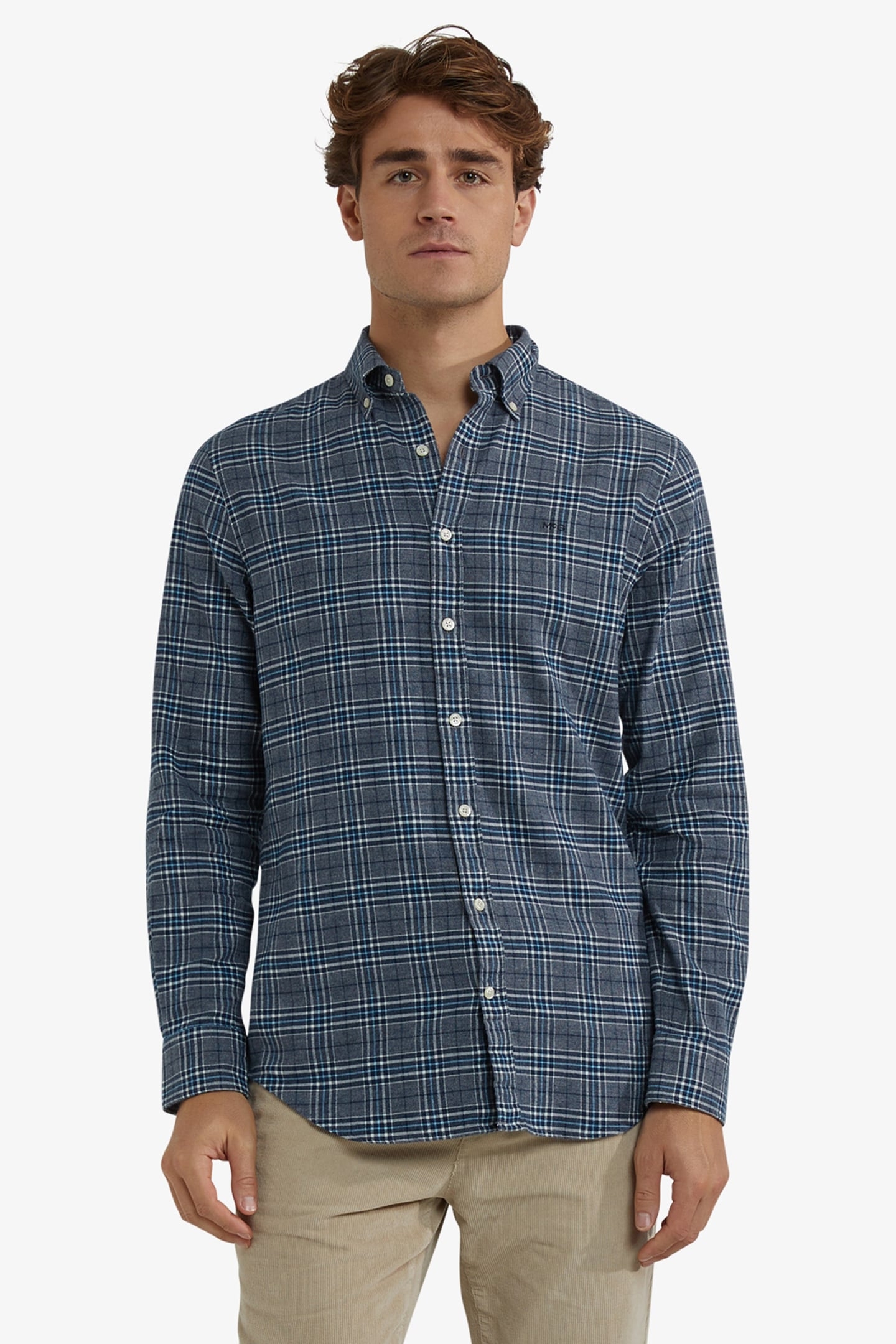 FLANNEL TWILL CHECK SHIRT NAVY 1