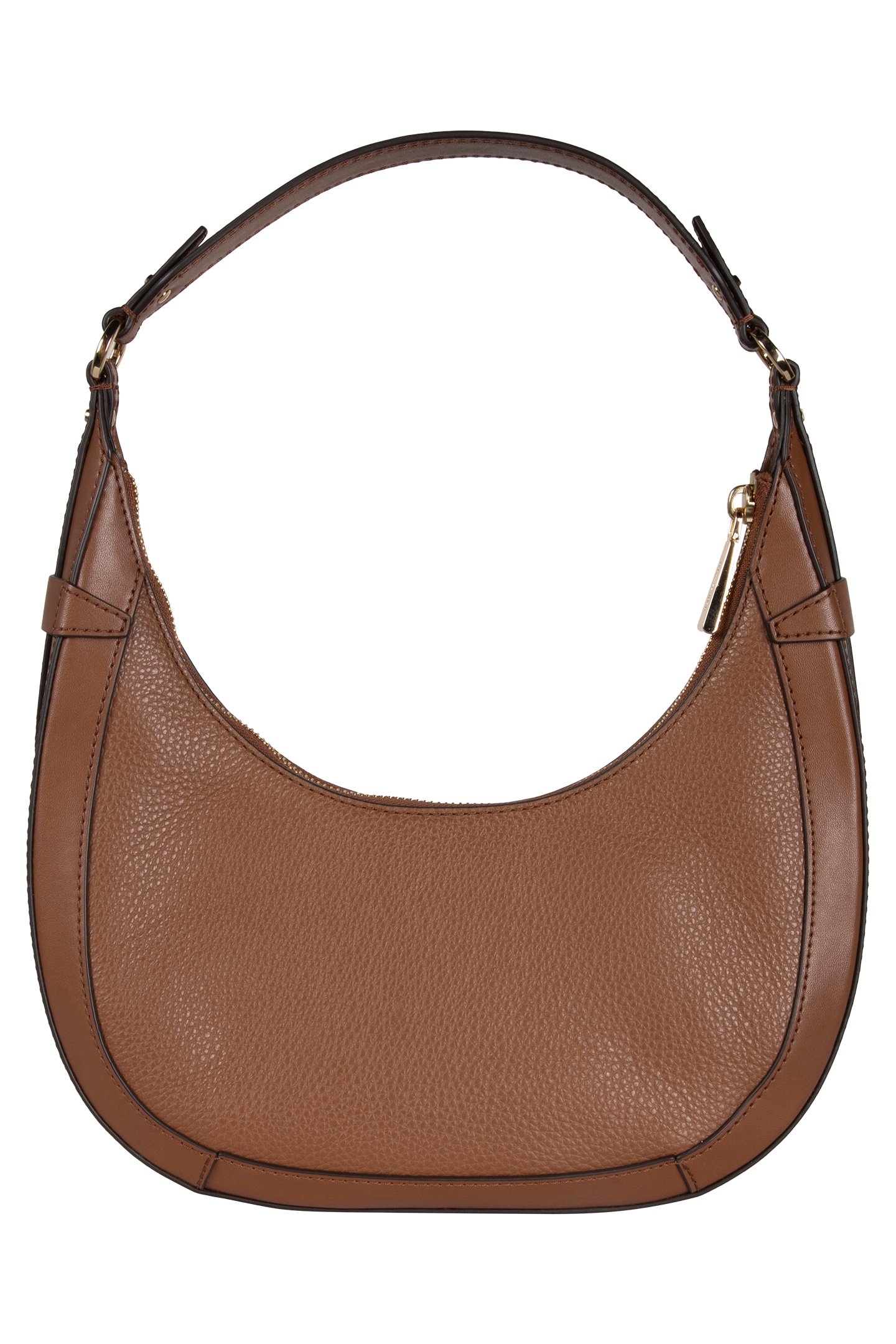 CRESCENT TOP ZIP SHOULDER BAG IN BROWN LEATHER 3