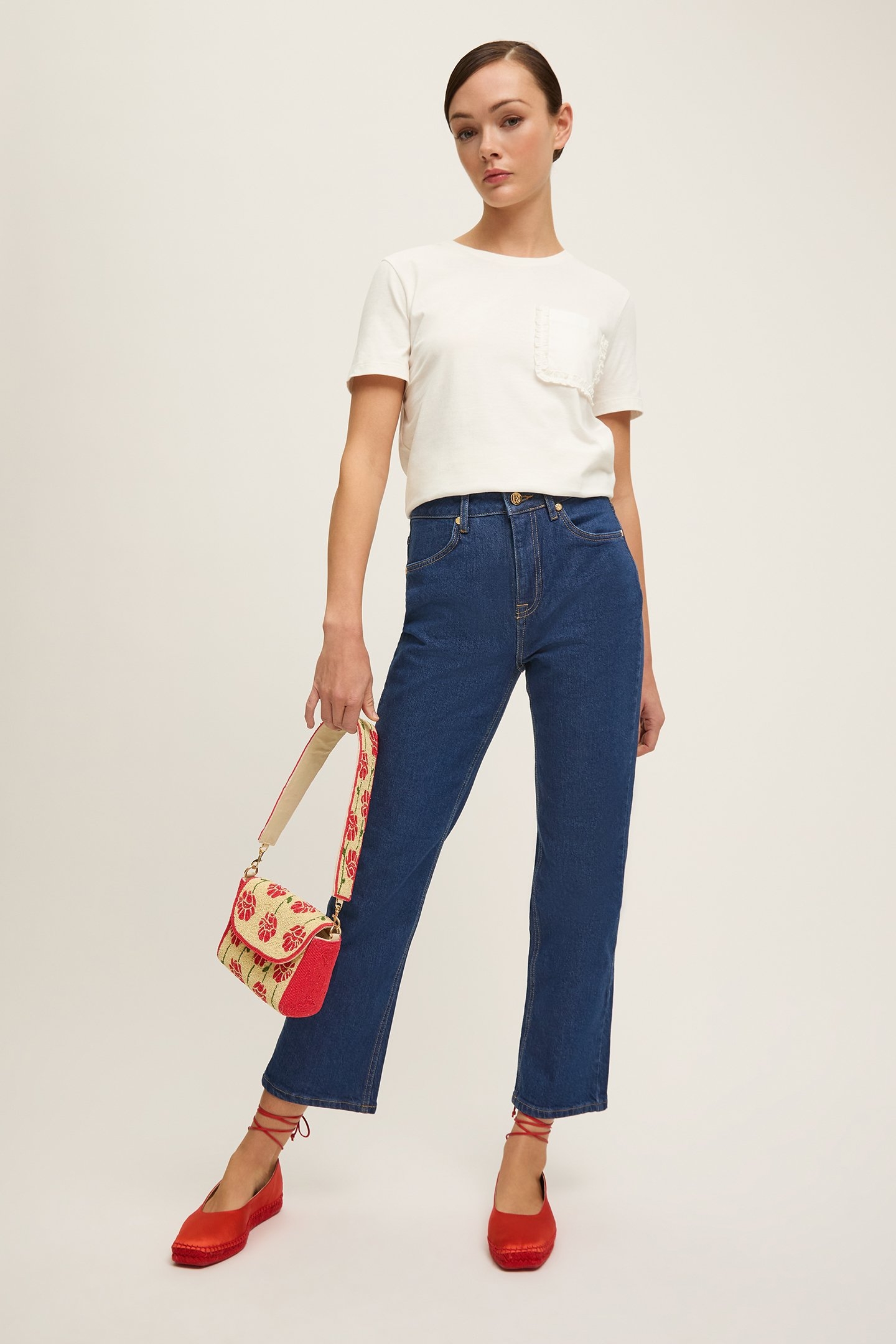 TJ HALLY FRILL SHIRT IVORY 1