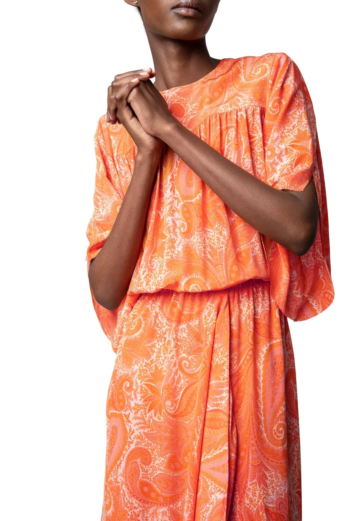 RUSTY PAISLEY DRESS CORAIL 4