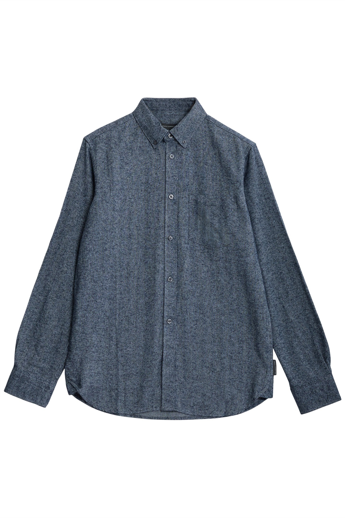 HERRINGBONE FLANNEL LS LGT GREY MEL/MARINE 1