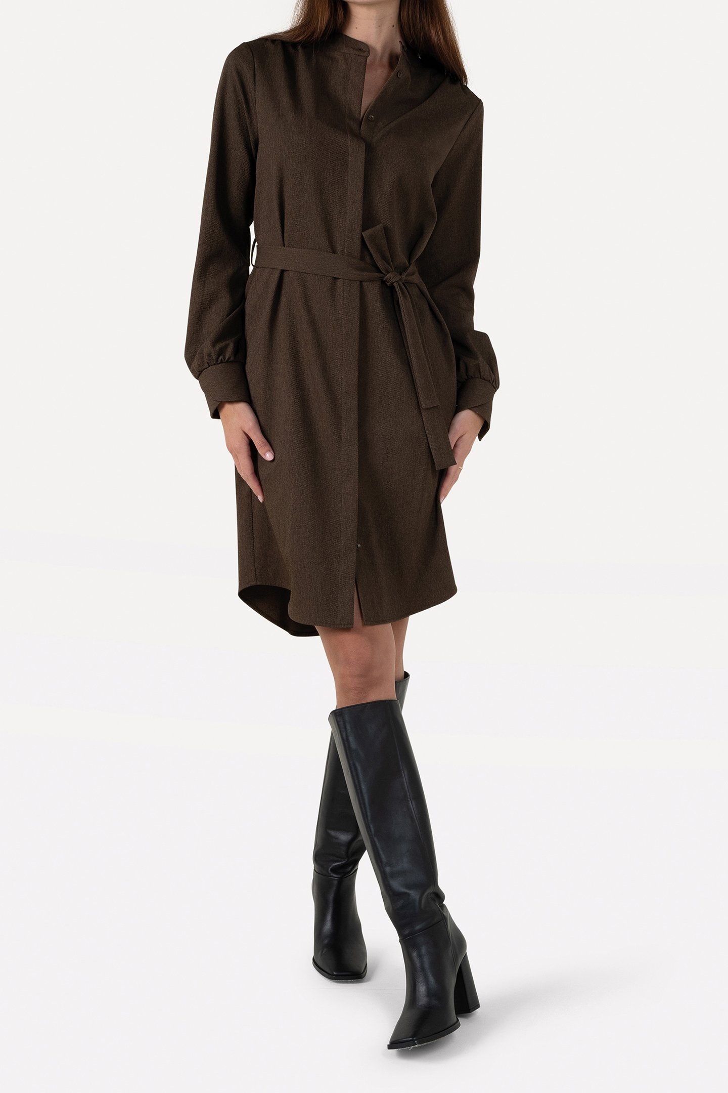 DALYCE DRESS LONG SLEEVE SLATE BLACK 1