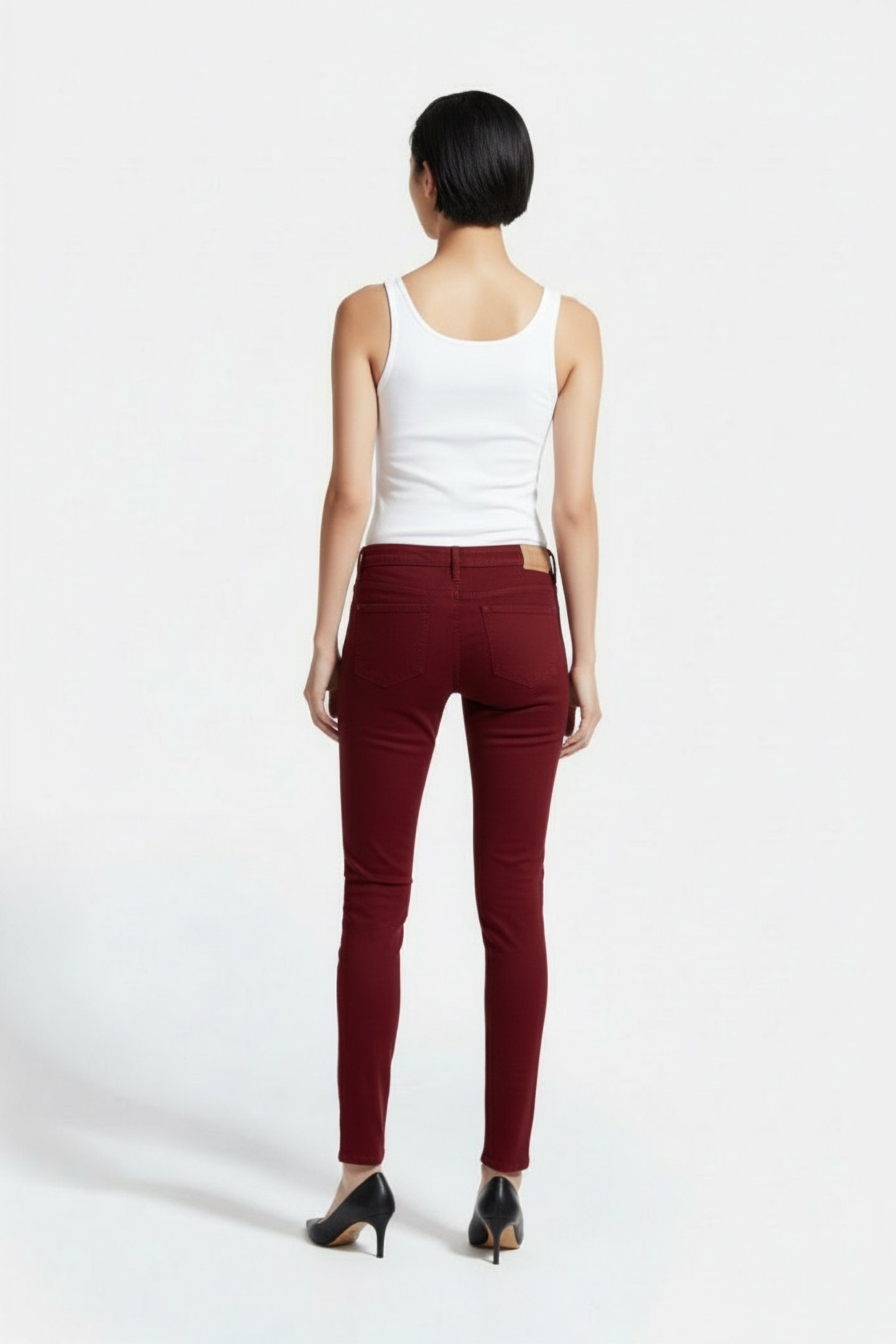 COTTON FITTED PANTS IN RED 2