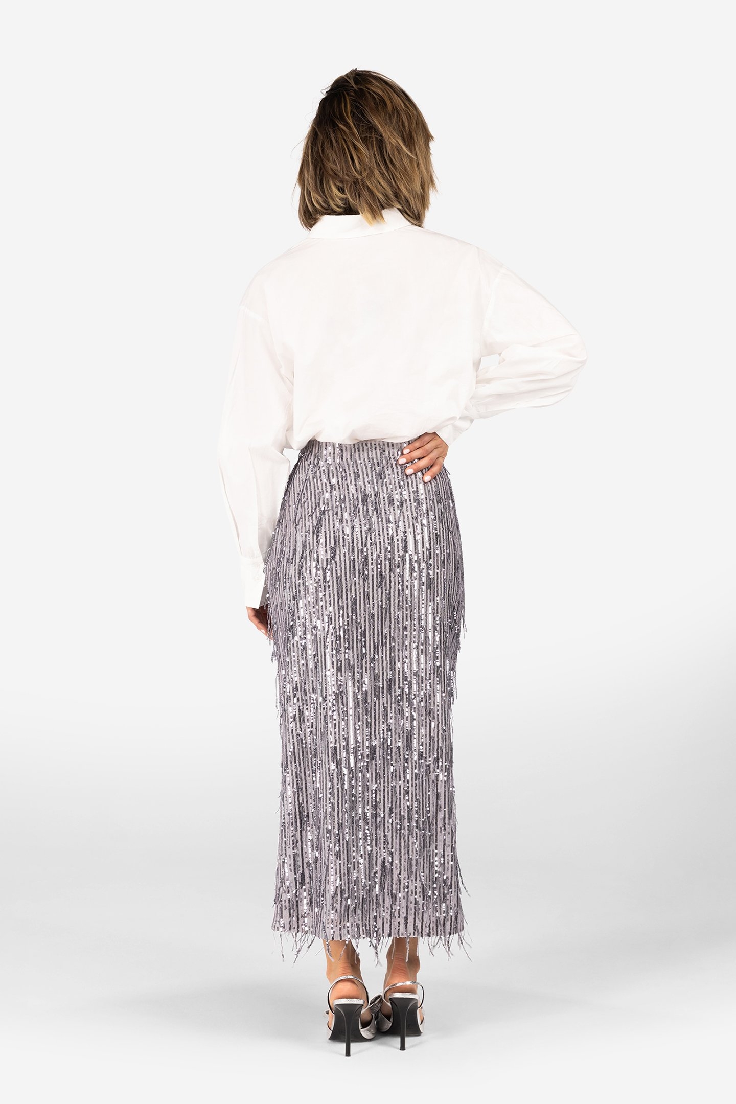 SIERA - PARTY SKIRTS GREY FRINGED 2