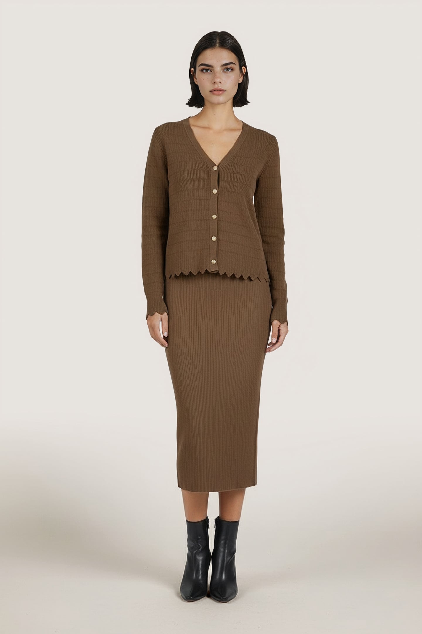 SKIRT KNITTED MIXED RIB ARMY GREEN 2