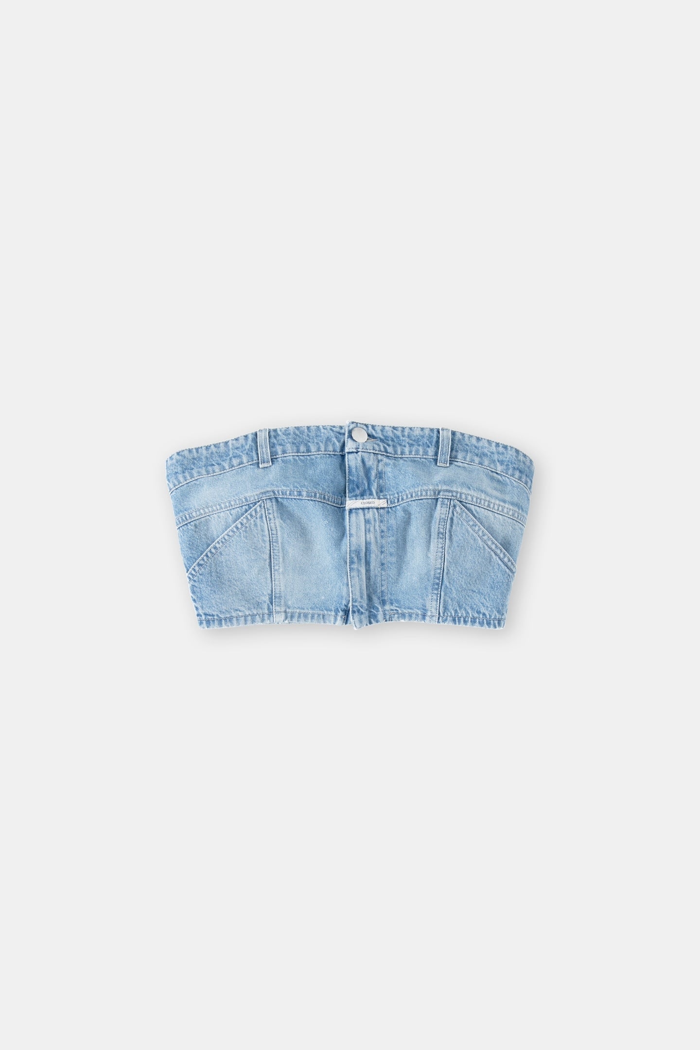DENIM BUSTIER SHIRTS & BLOUSES MID BLUE 4