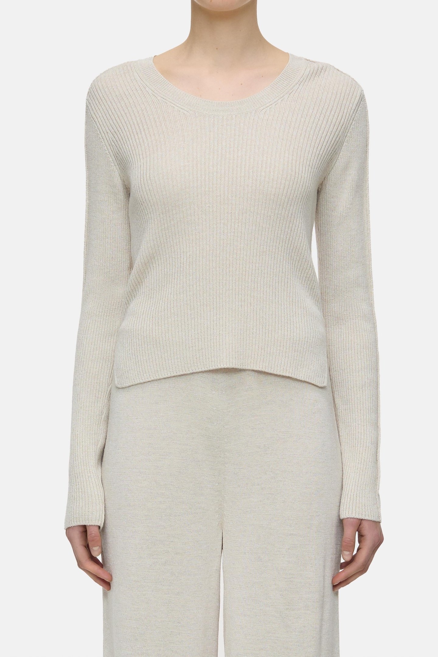 SCOOP NECK LONGSLEEVE KNITS SABBIA BEIGE 1
