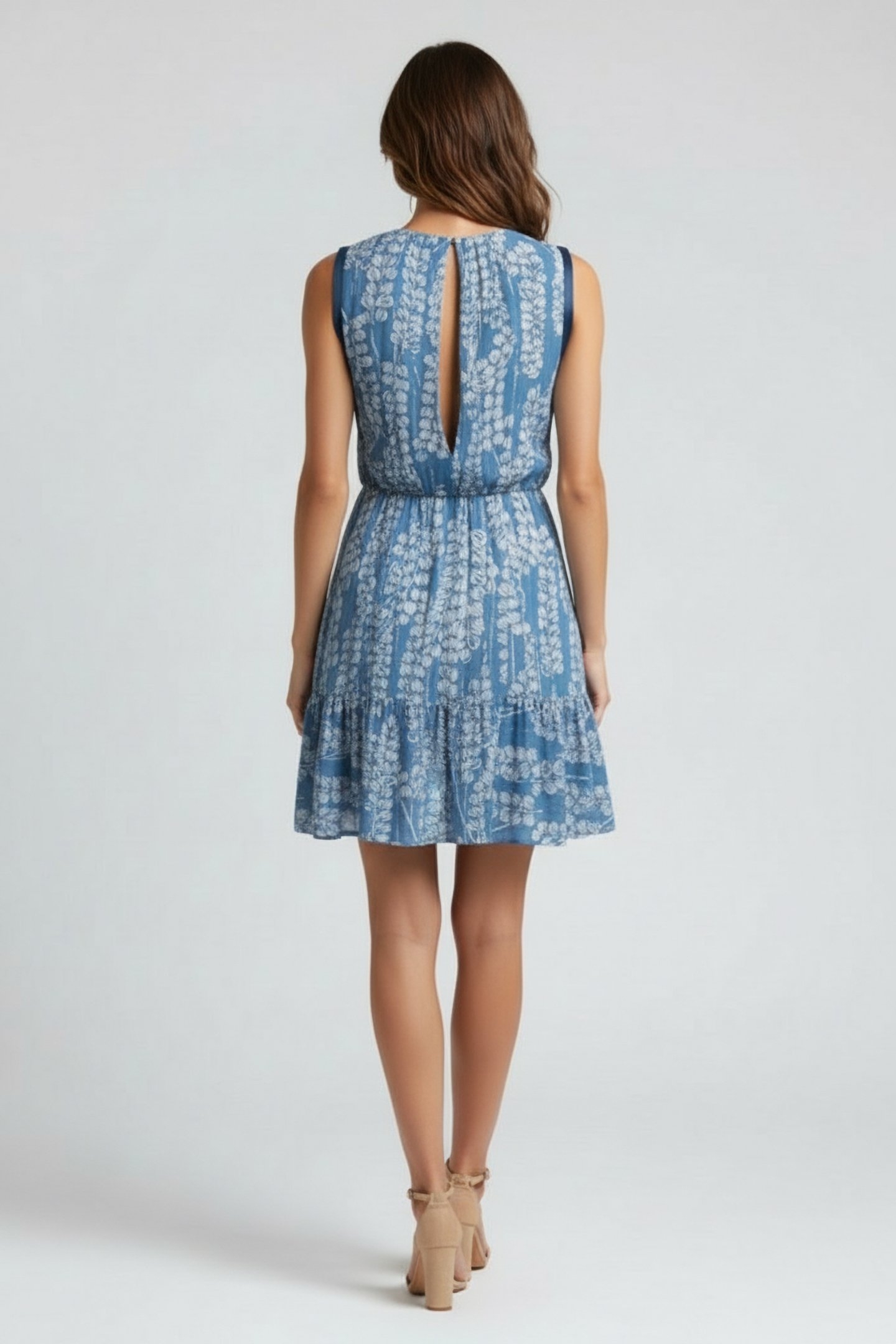 PRINTED FLIPPY DRESS BLUE/WHITE 2