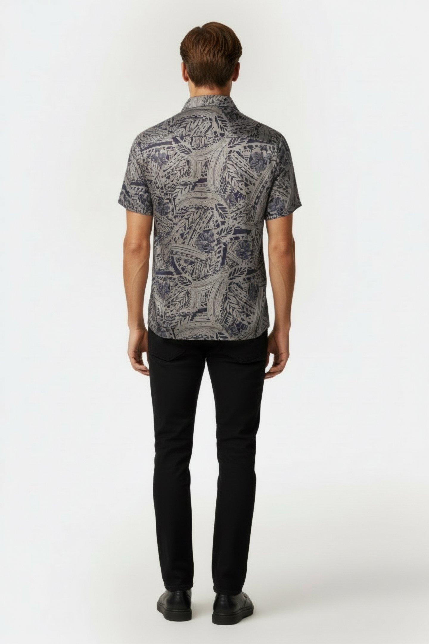 PRINTED CUBAN COLLAR SHIRT KHAKI 2