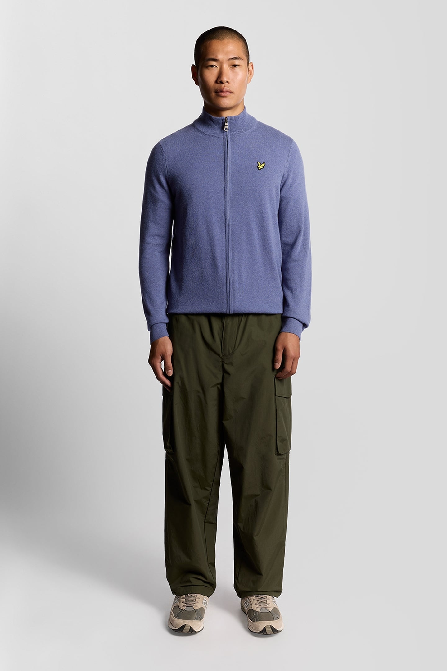 LAMBSWOOL BLEND ZIP THROUGH CARDIGAN GRAYSTONE MARL 2