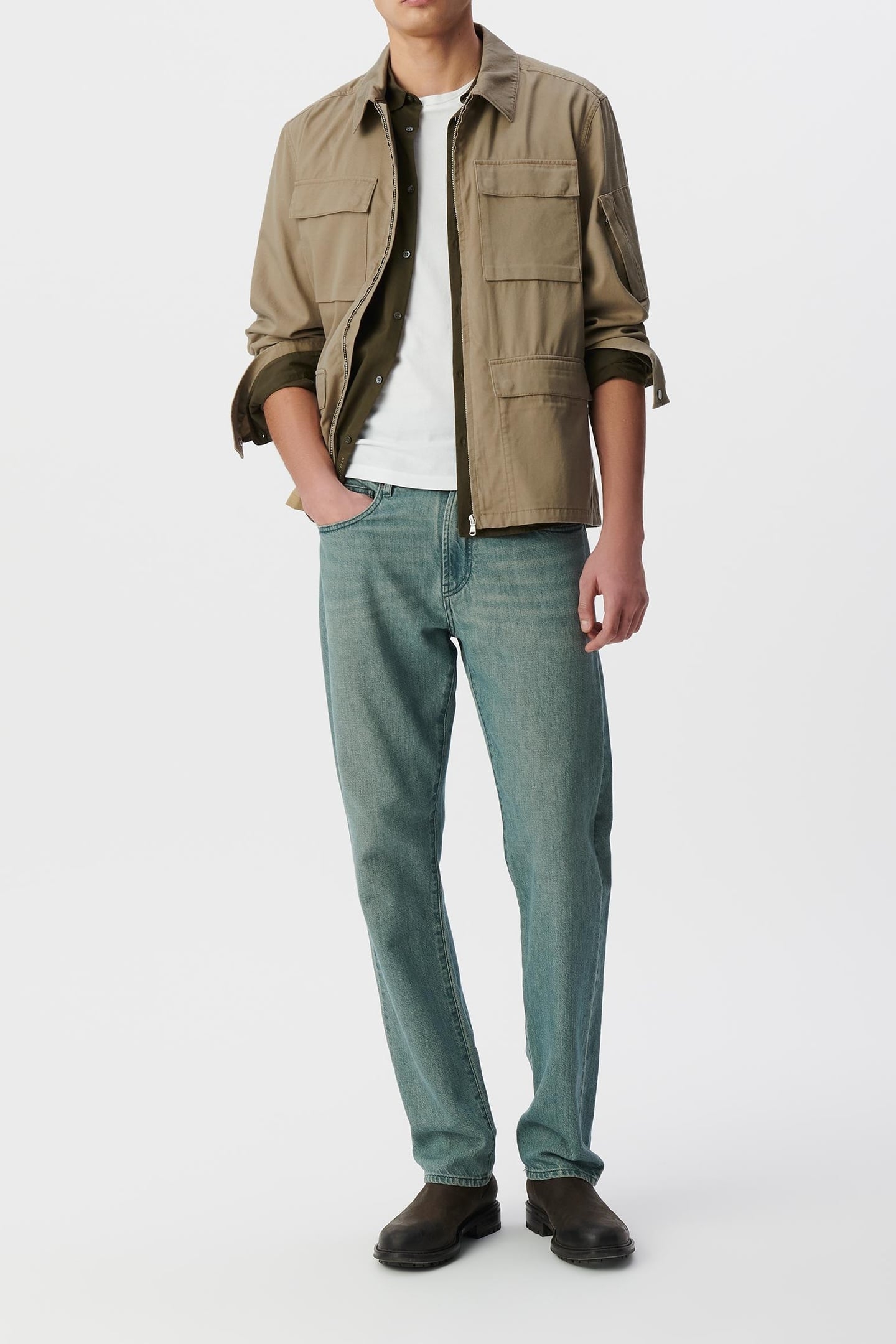 BEIGE FIVE-POCKET ZIPPED SAFARI JACKET 1