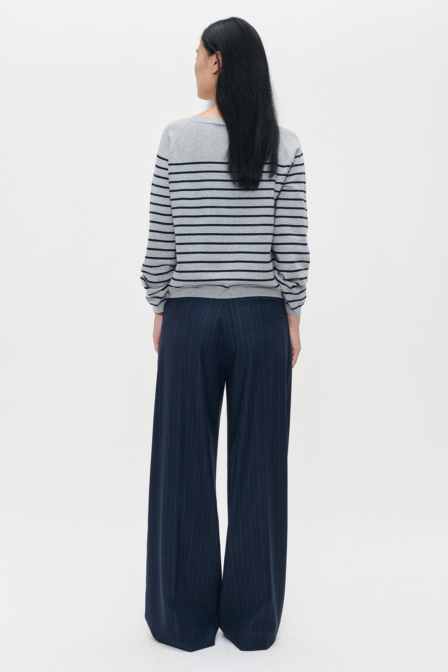 CASHMERE BOATNECK TOP GREY/MIDNIGHT STRIPE 3