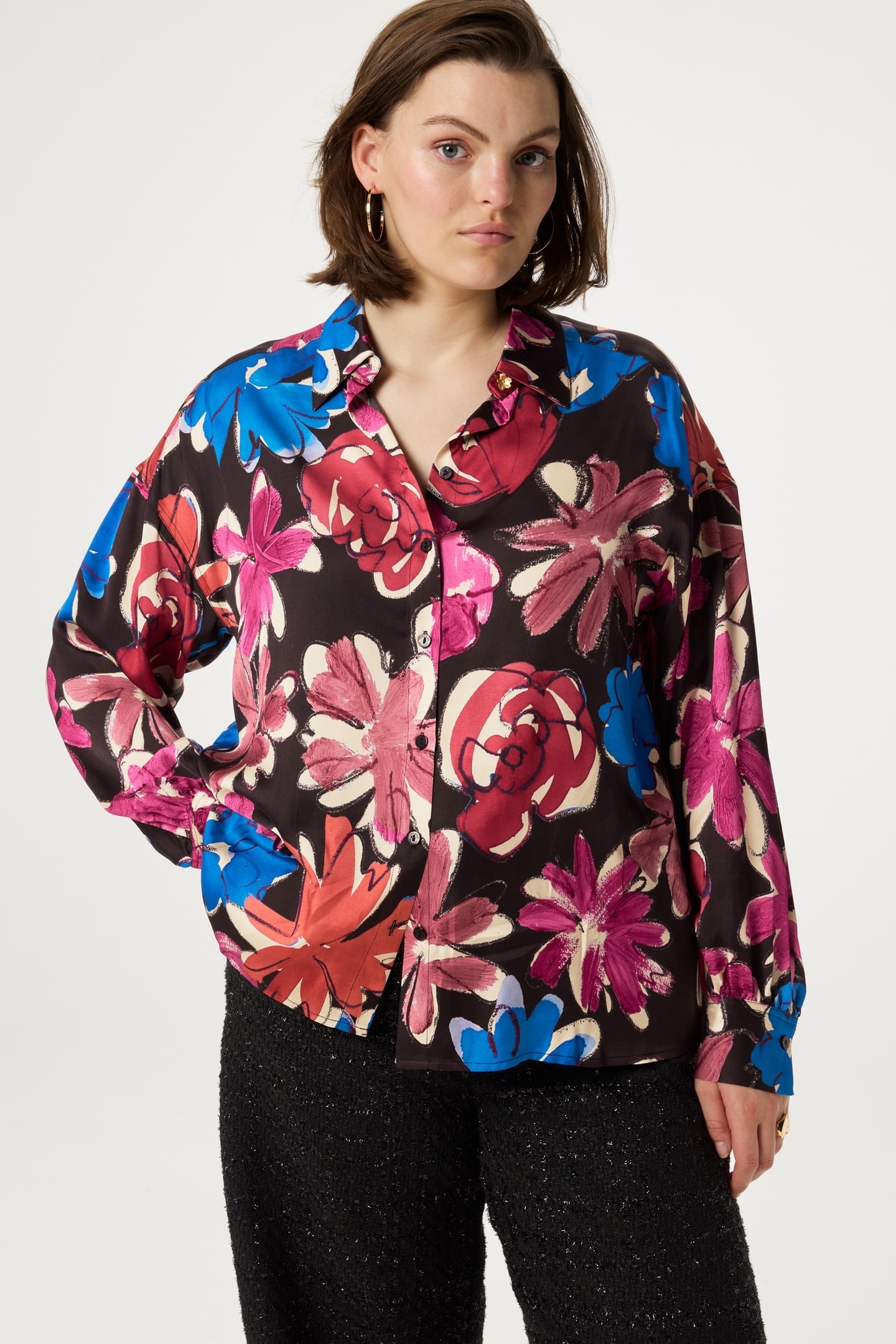 GABRIEL BLOUSE BLACK/BRIGHT BLUE 1