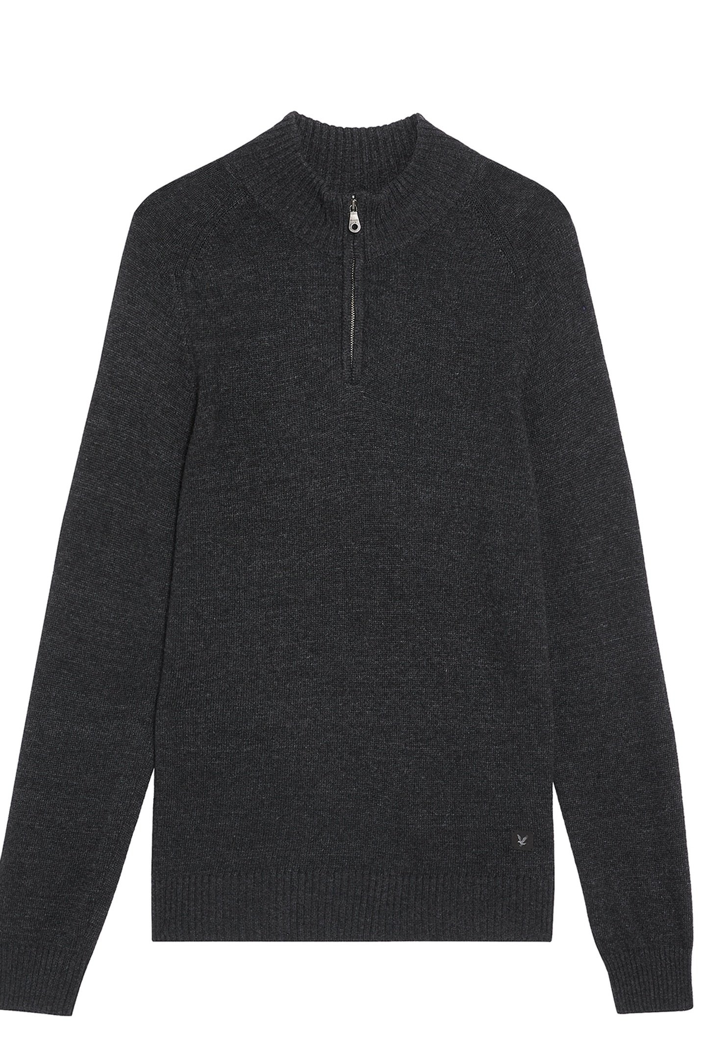 SADDLE SLEEVE QUARTER ZIP JUMPER BLACK HEATHER 1