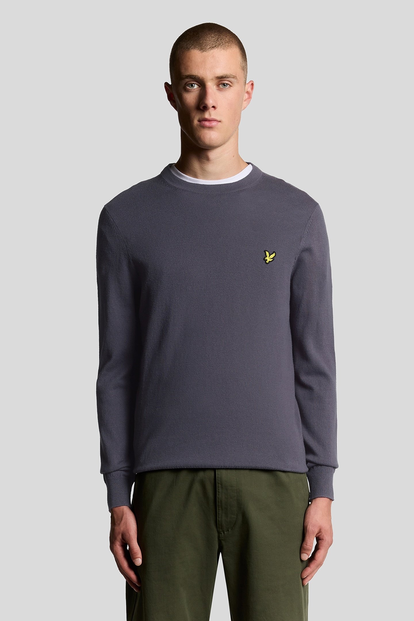 COTTON MERINO CREW NECK JUMPER GRAYSTONE 2