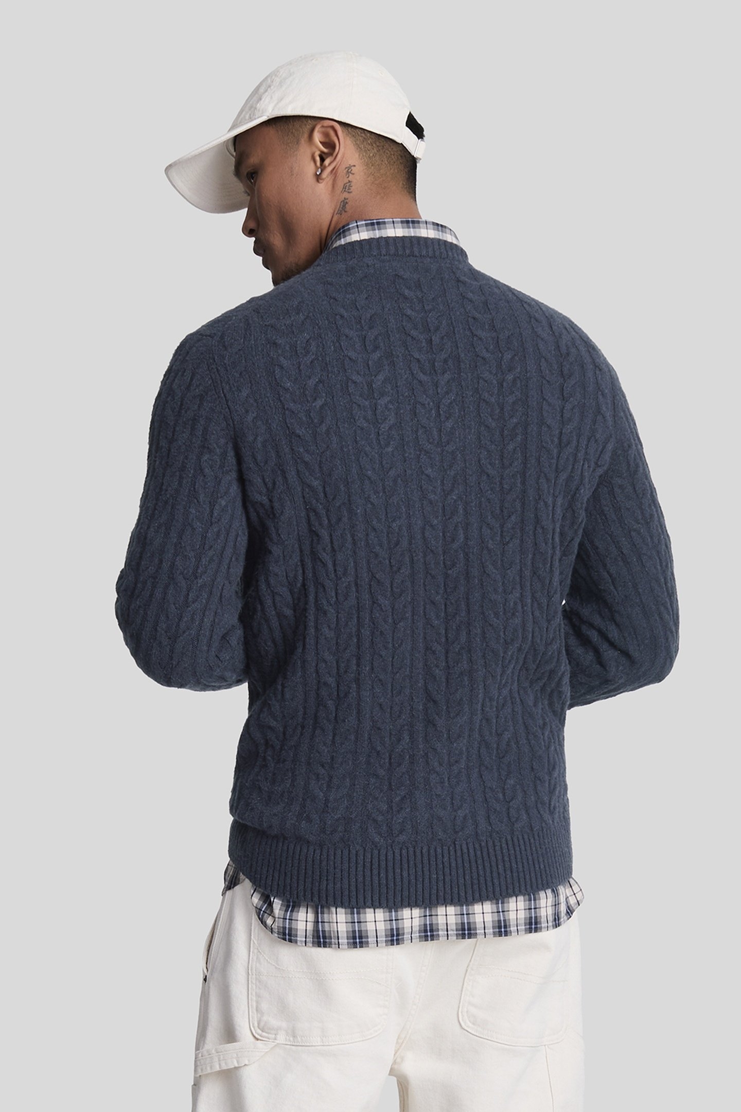 CABLE CREW NECK JUMPER DARK NAVY MARL 4