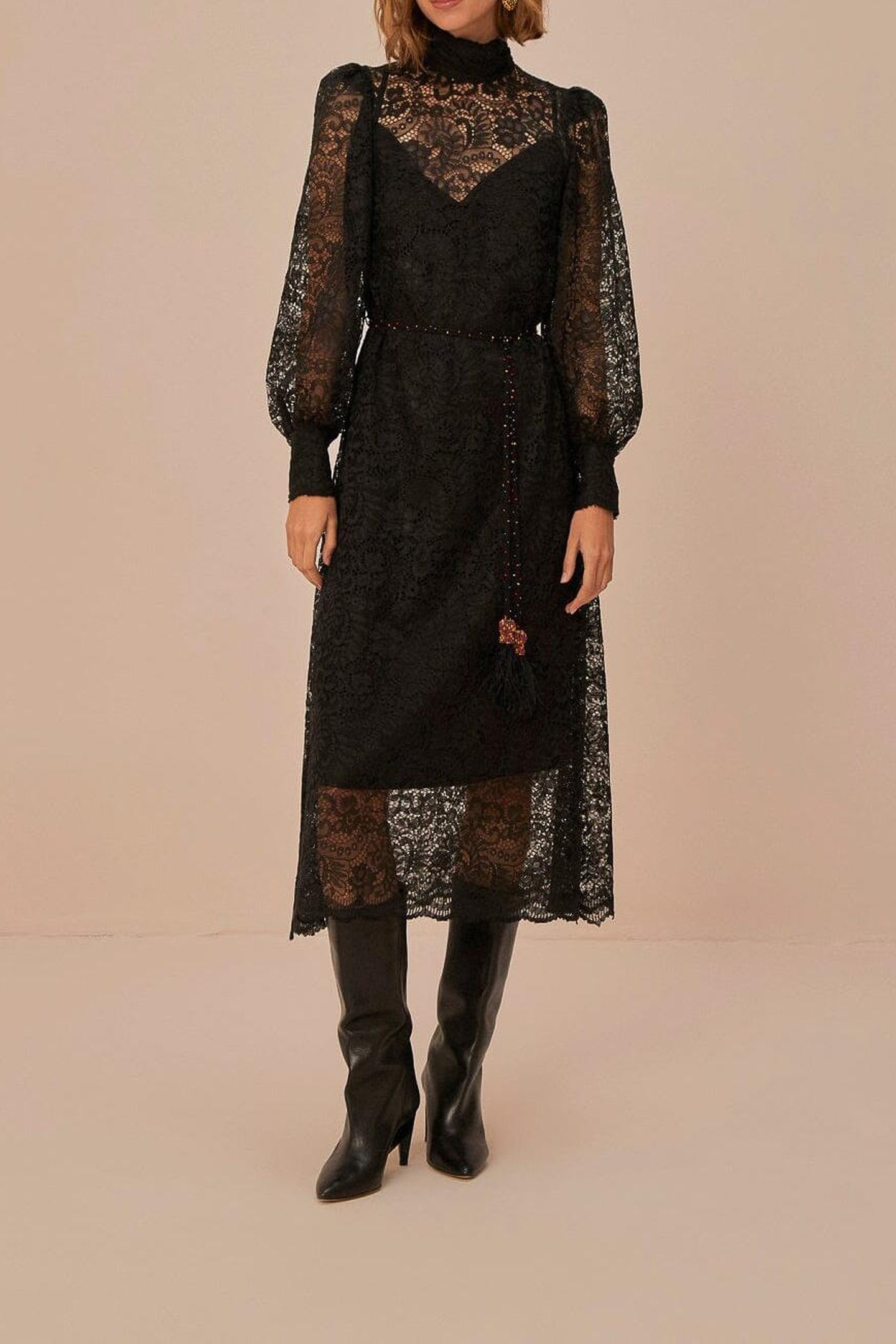 LACE BLACK MIDI DRESS 1