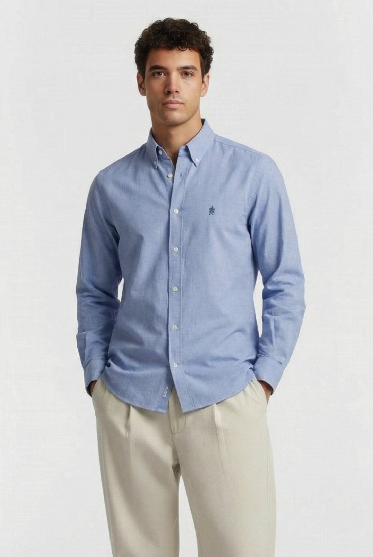OXFORD LONG SLEEVE SHIRT SKY/MARINE 1