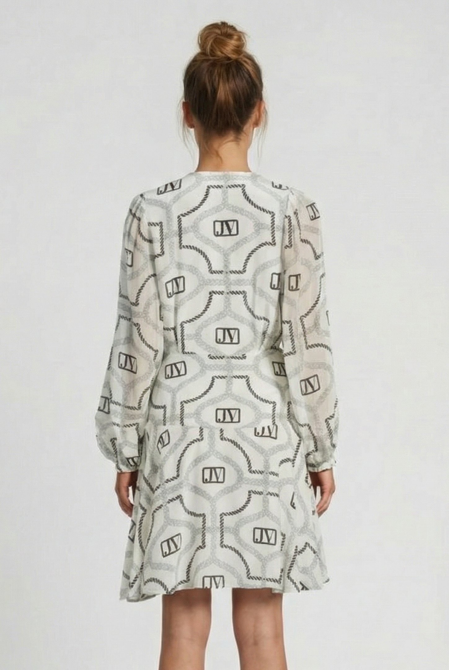 NICOLETTE DRESS COCOON WHITE BLACK 2