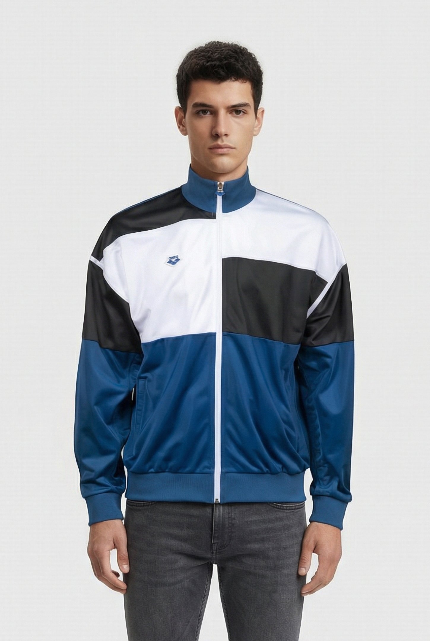 UNISEX PANEL JACKET TEAM DENIM ASH GREY WHITE 2