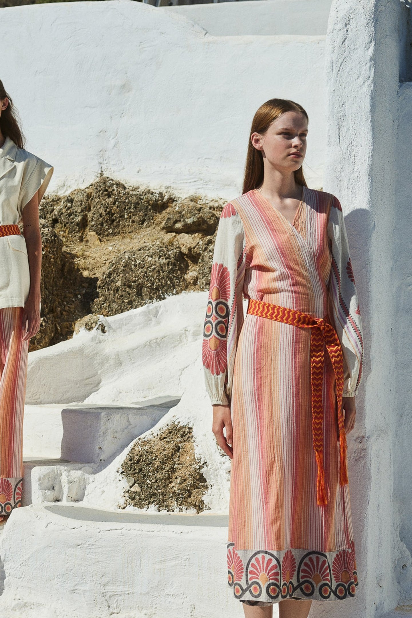 LAUGH VEST JACKET JACQUARD WITH BELT RED ORANGE 4