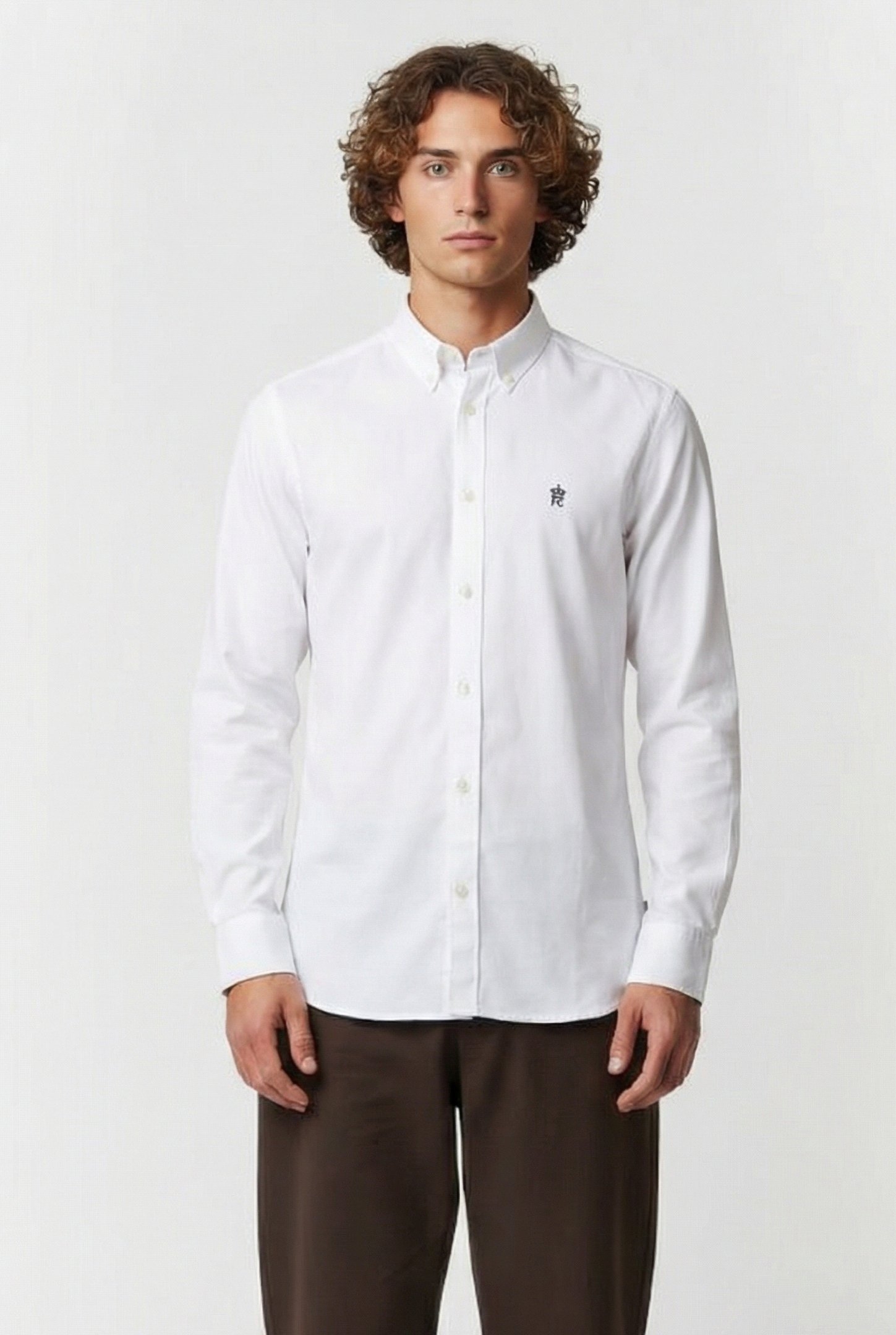 OXFORD LONG SLEEVE SHIRT WHITE/MARINE 1