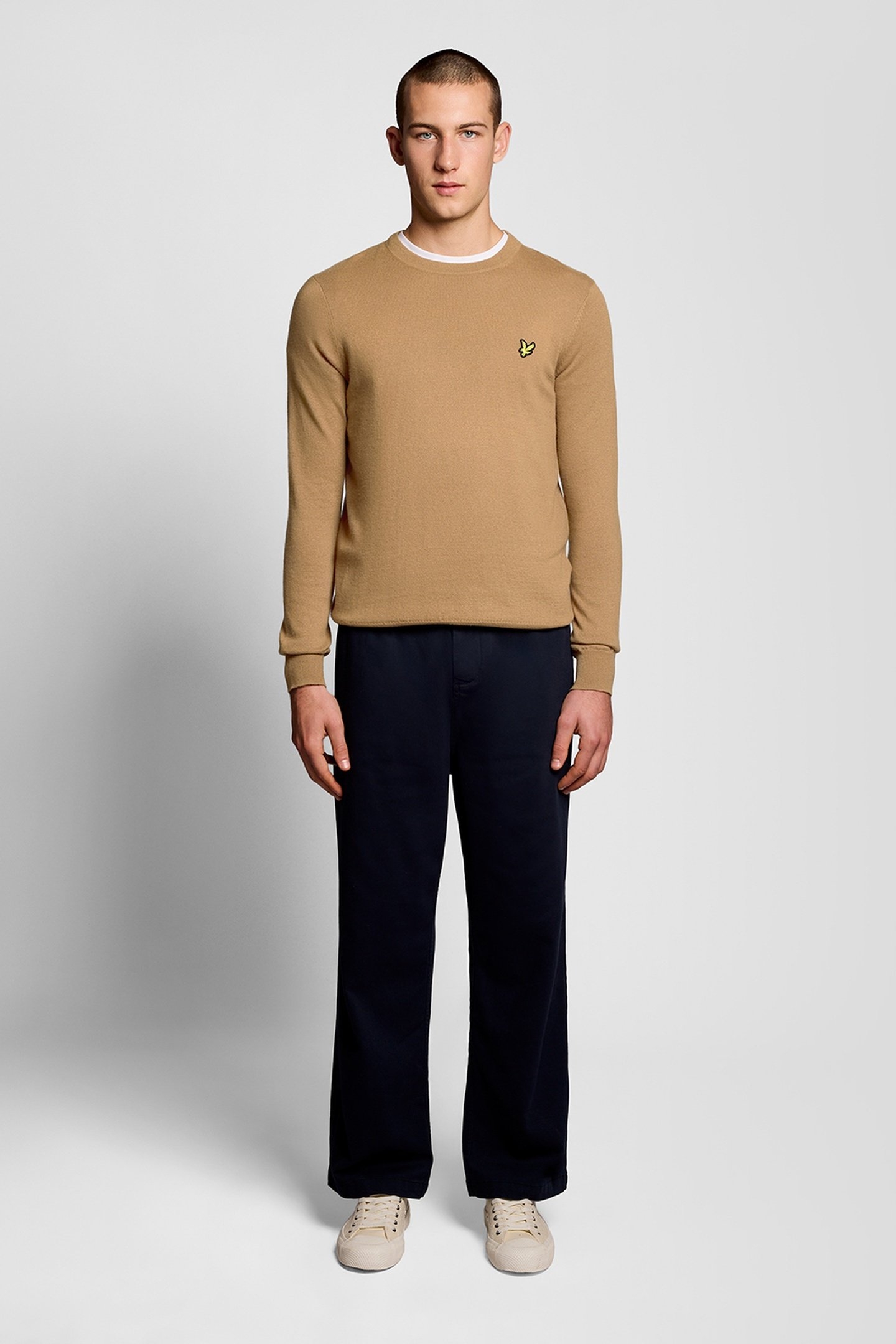 COTTON MERINO CREW NECK JUMPER TIGERS EYE 1