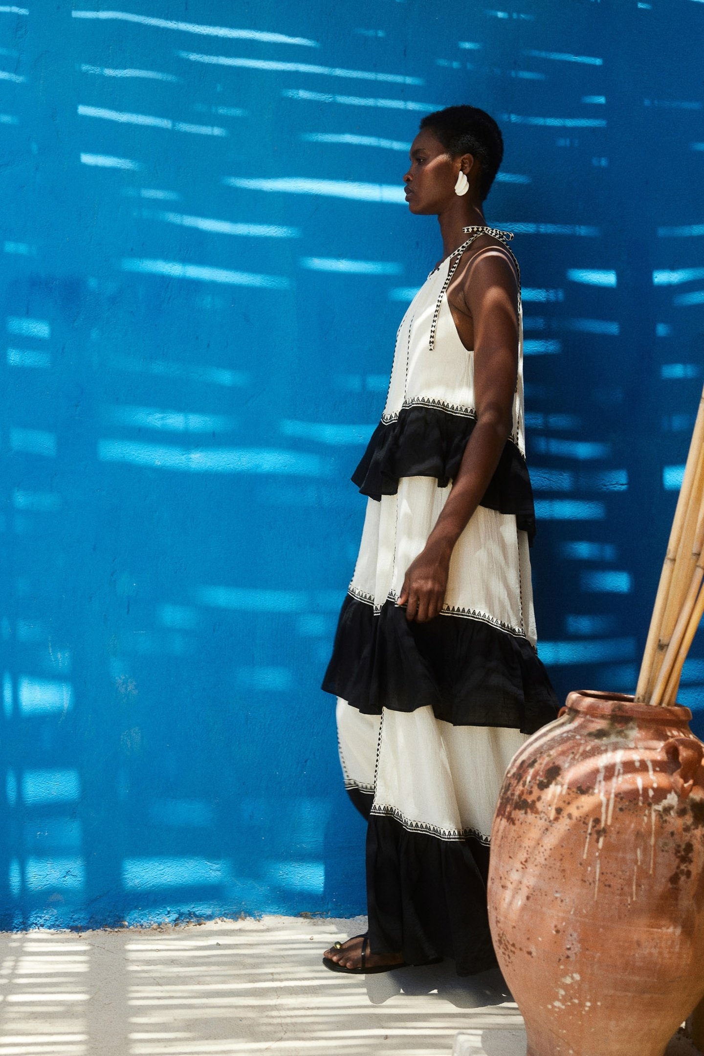 KLEIO LONG DRESS GAZE BLACK OFFWH 5