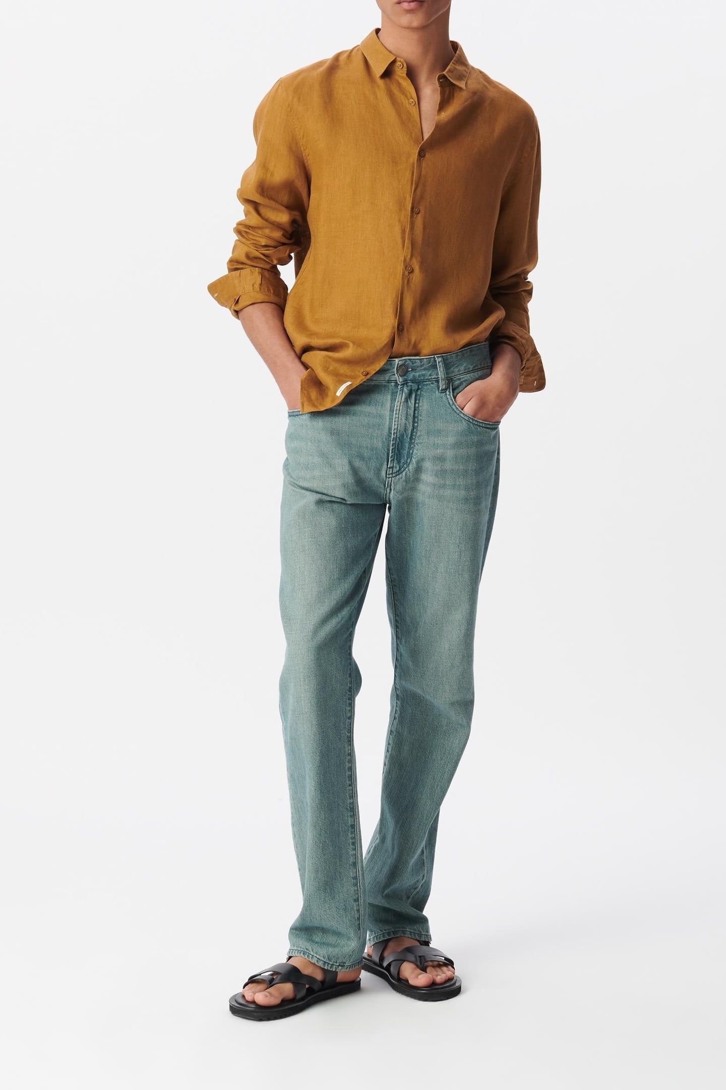 SAFFRON LINEN SLIM SHIRT 1