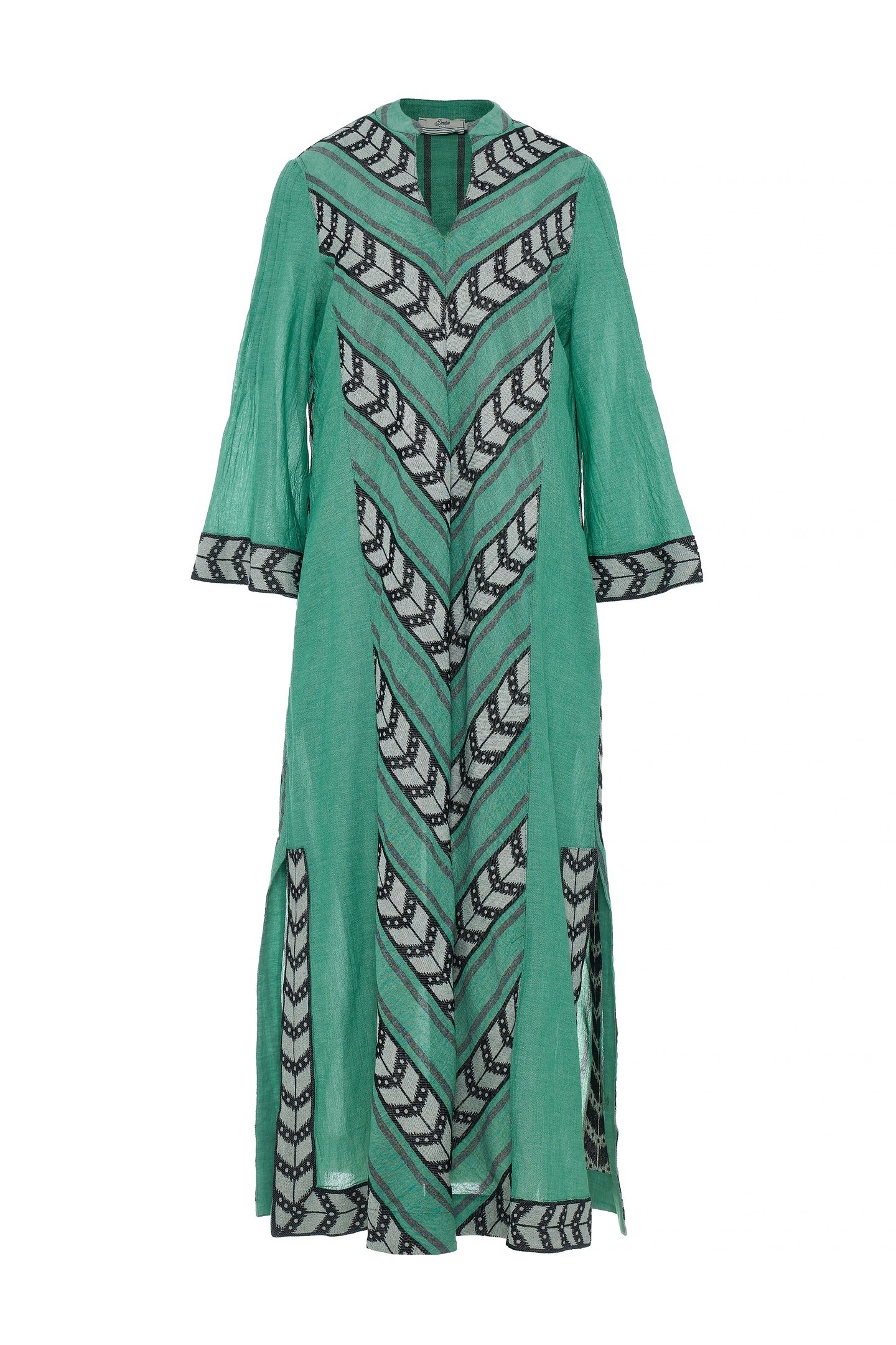 NEW LONG DRESS JACQUARD GREEN BLACK 1