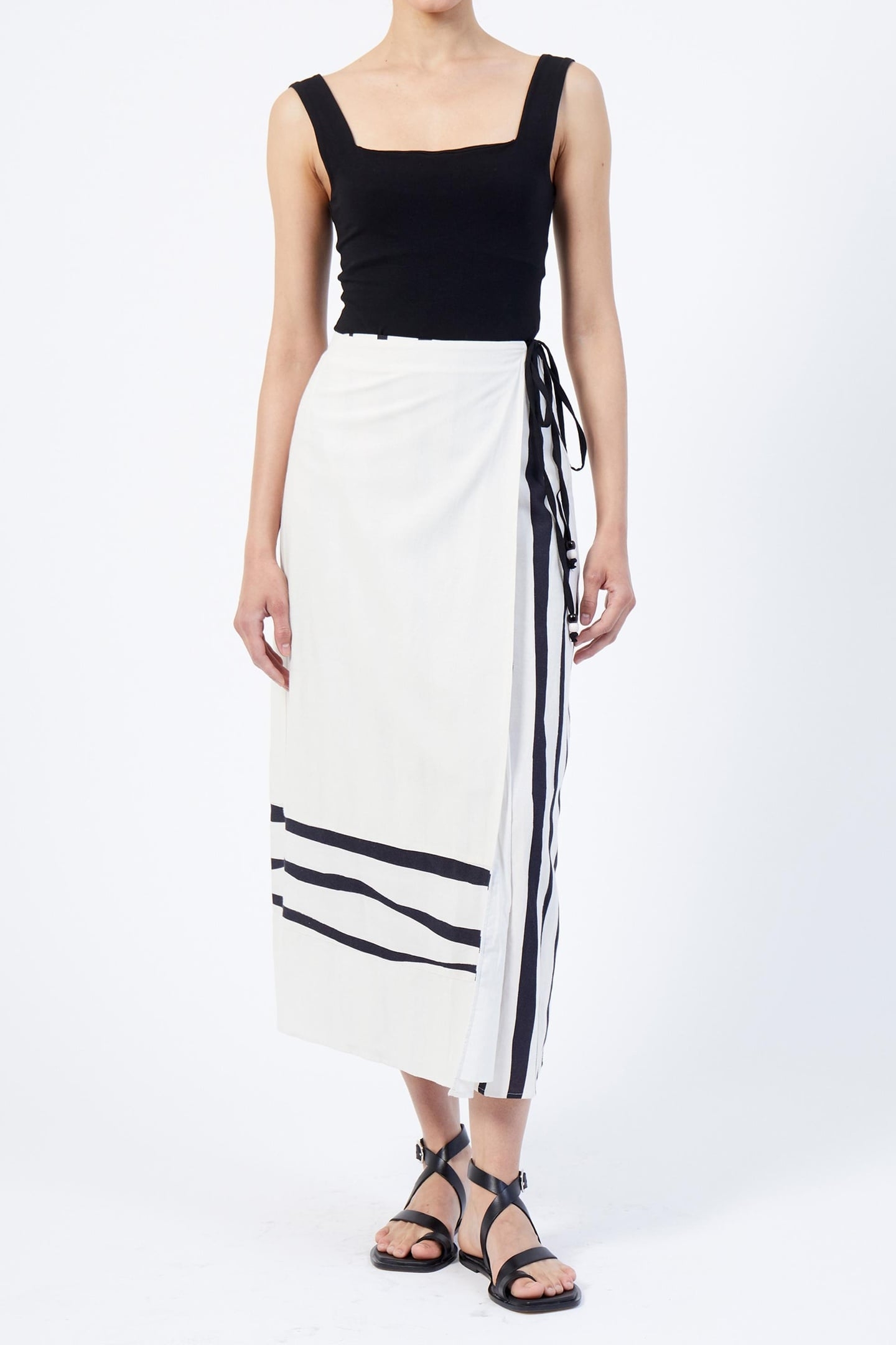 GENEVIEVE ARIETTE LINEN SKIRT BLACK/WHITE 1