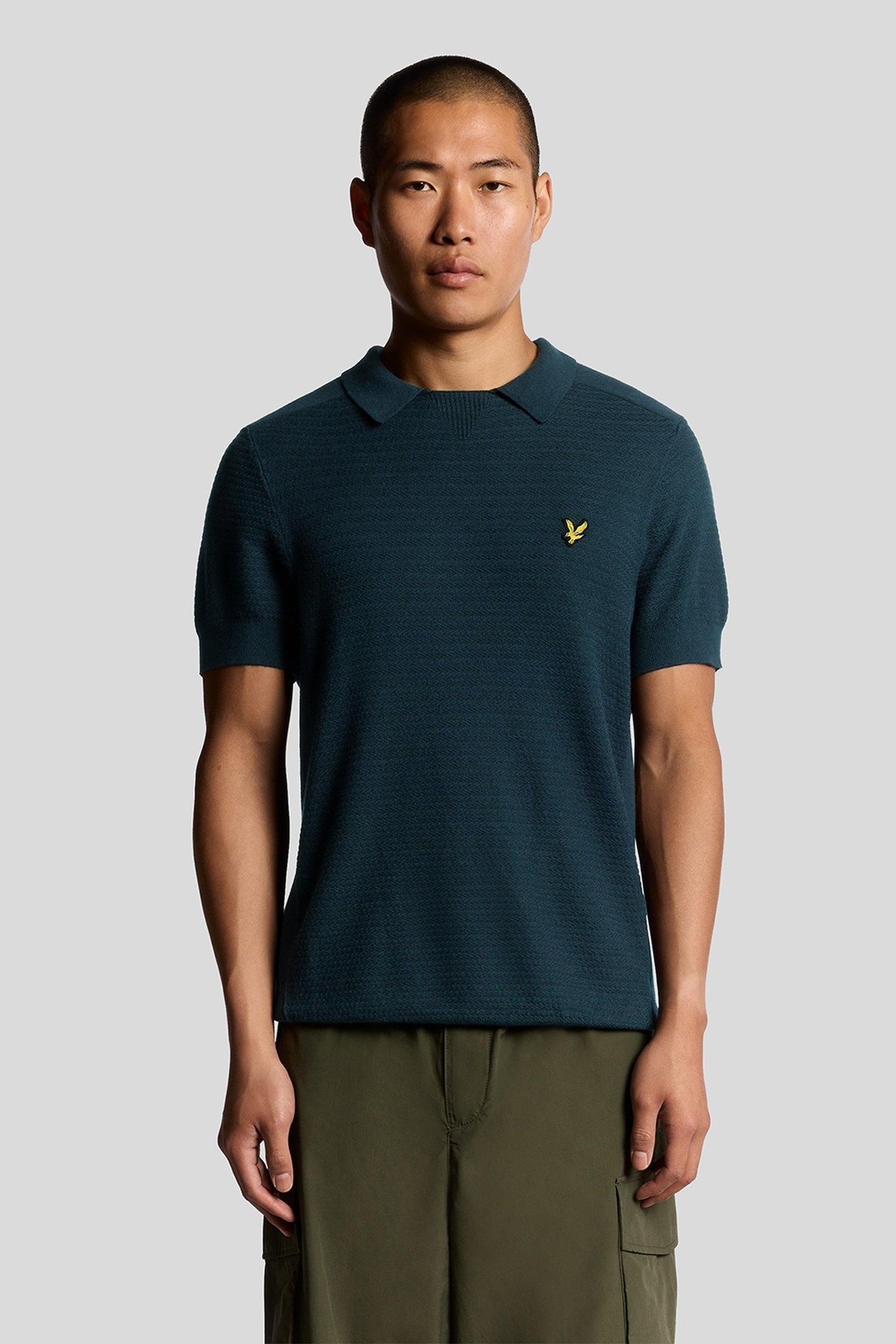 HERRINGBONE KNITTED POLO DARK NAVY 2