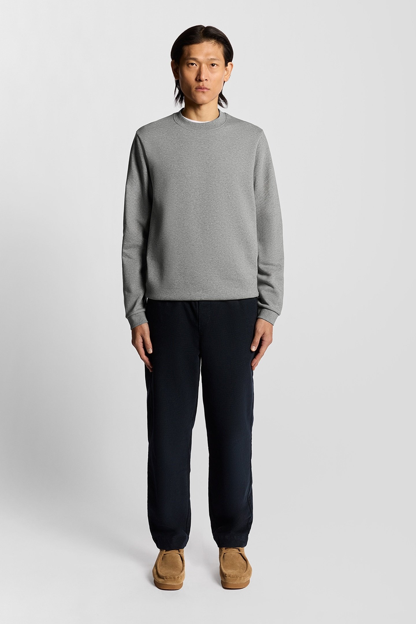 LOGO BRUSHBACK CREW NECK JUMPER MID GREY MARL 2