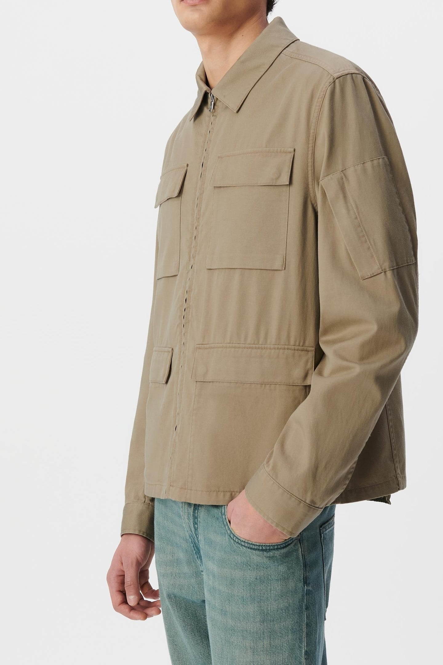 BEIGE FIVE-POCKET ZIPPED SAFARI JACKET 3
