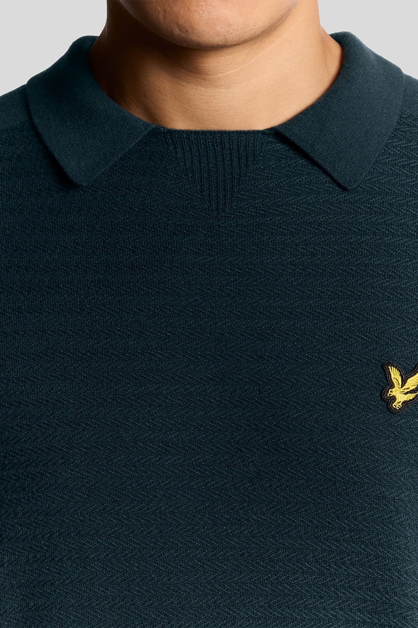 HERRINGBONE KNITTED POLO DARK NAVY 6