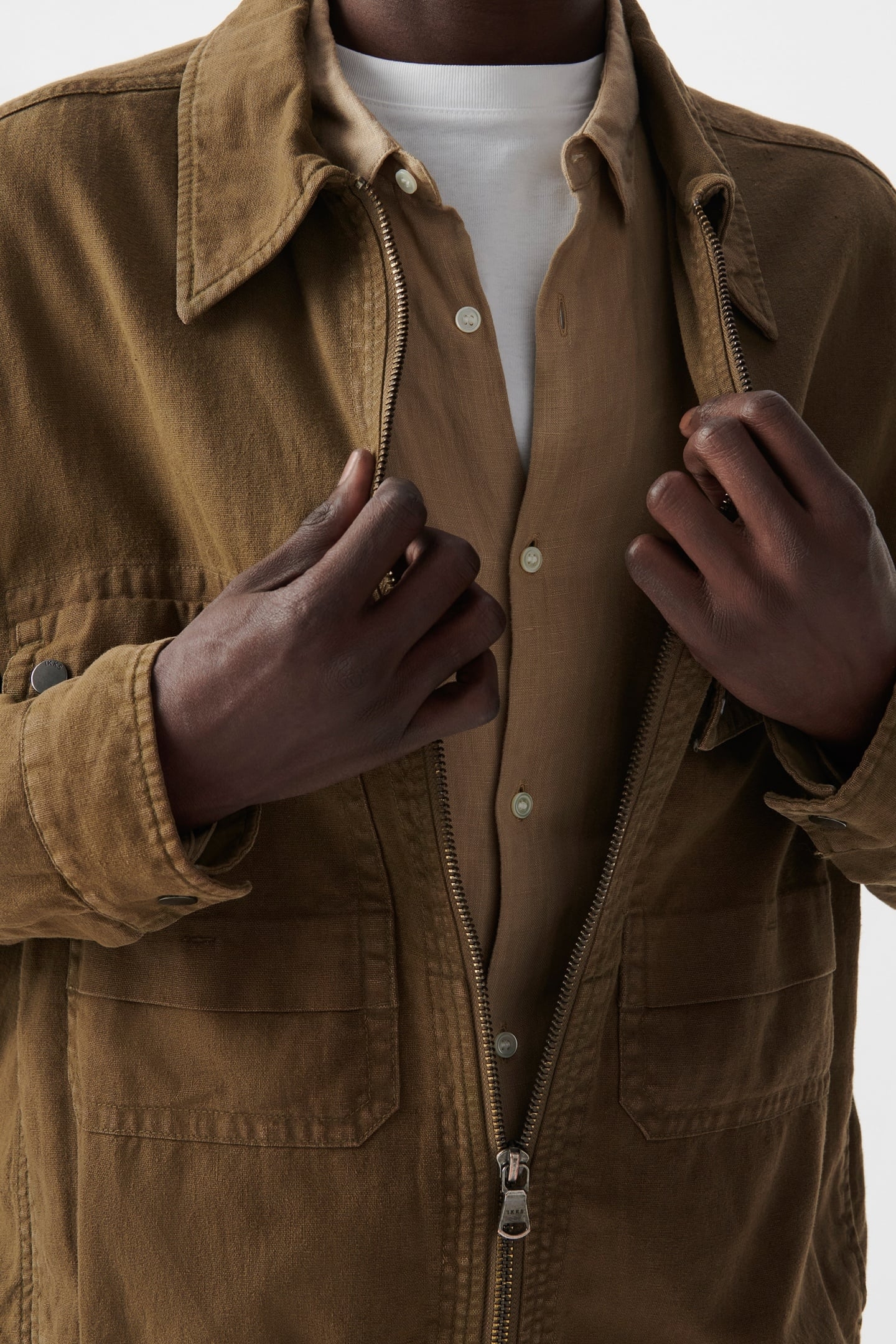 BRONZE COTTON LINEN ARMY-STYLE JACKET 6
