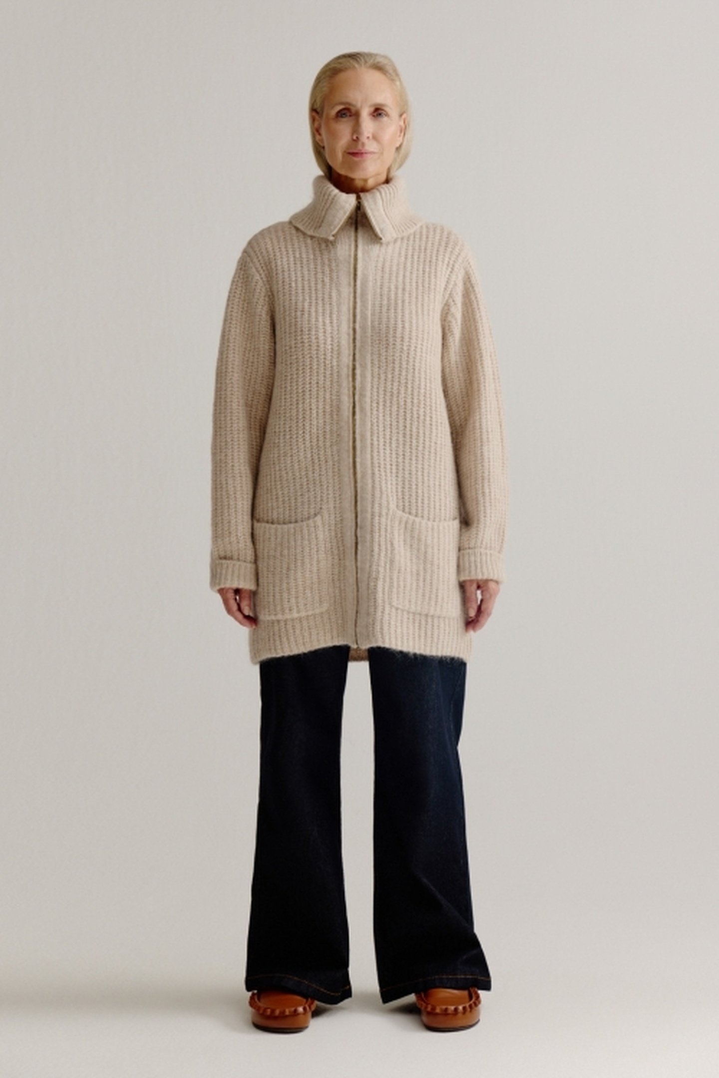 LIAM CARDIGAN LIGHT KHAKI 1