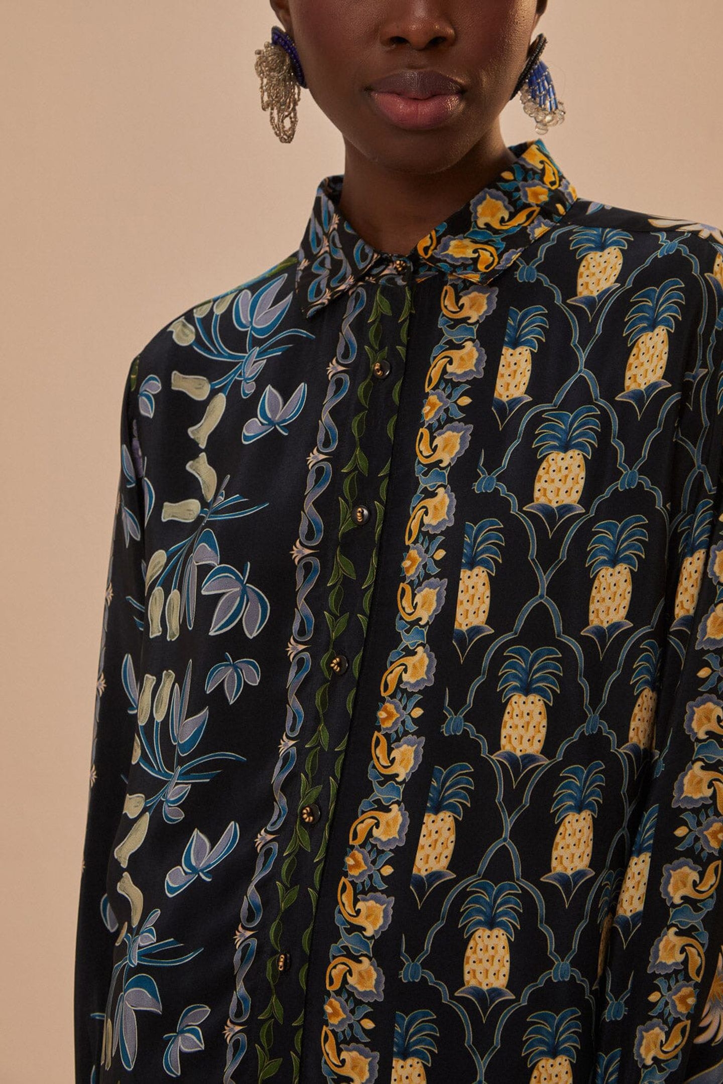 WINTER GARDEN BLACK PAJAMA SHIRT 3