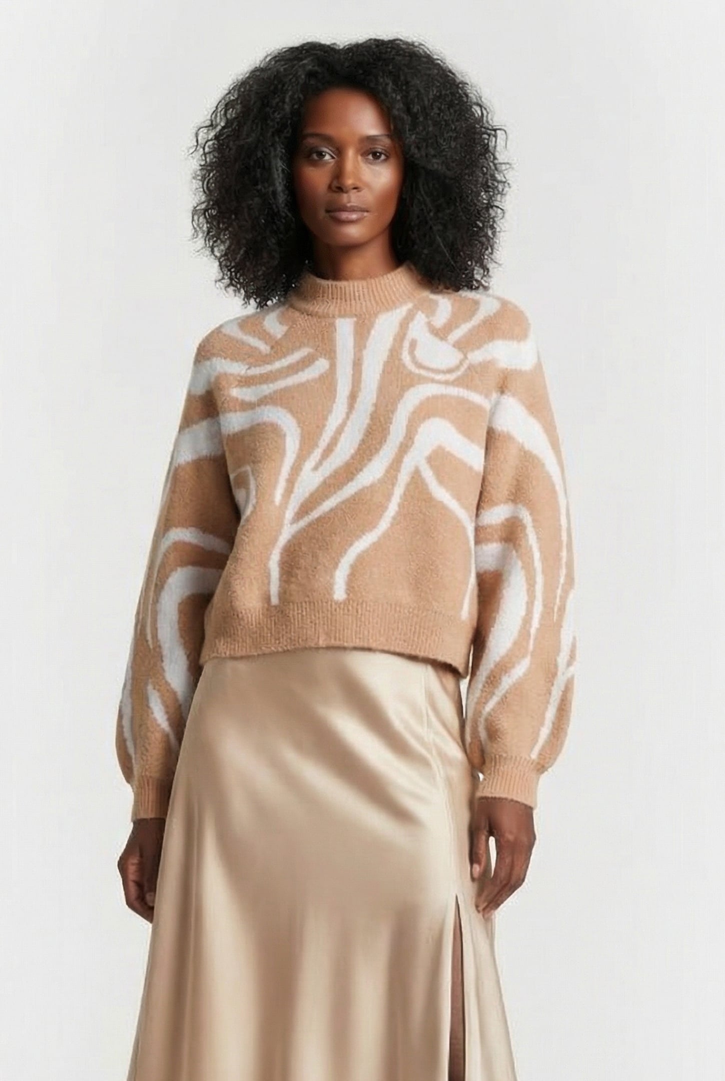 SWIRL CREW TAN/IVORY 1