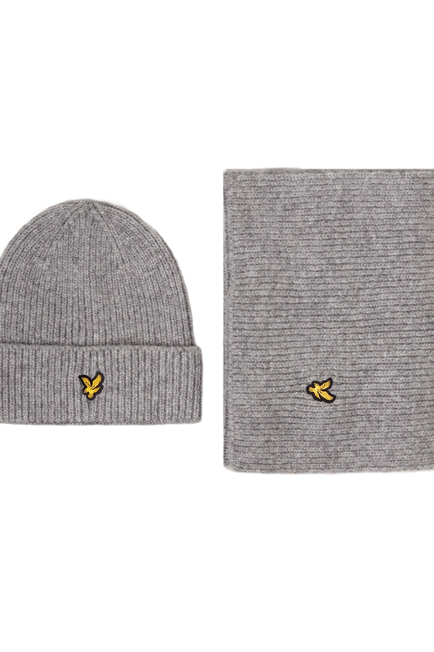 BRUSHED SCARF AND BEANIE SET LIGHT GREY MARL 1