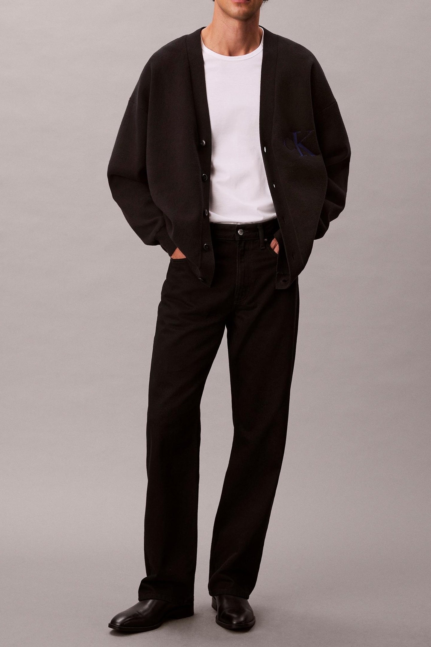 LS COTTON CASHMERE 3D CARDIGAN BLACK 2