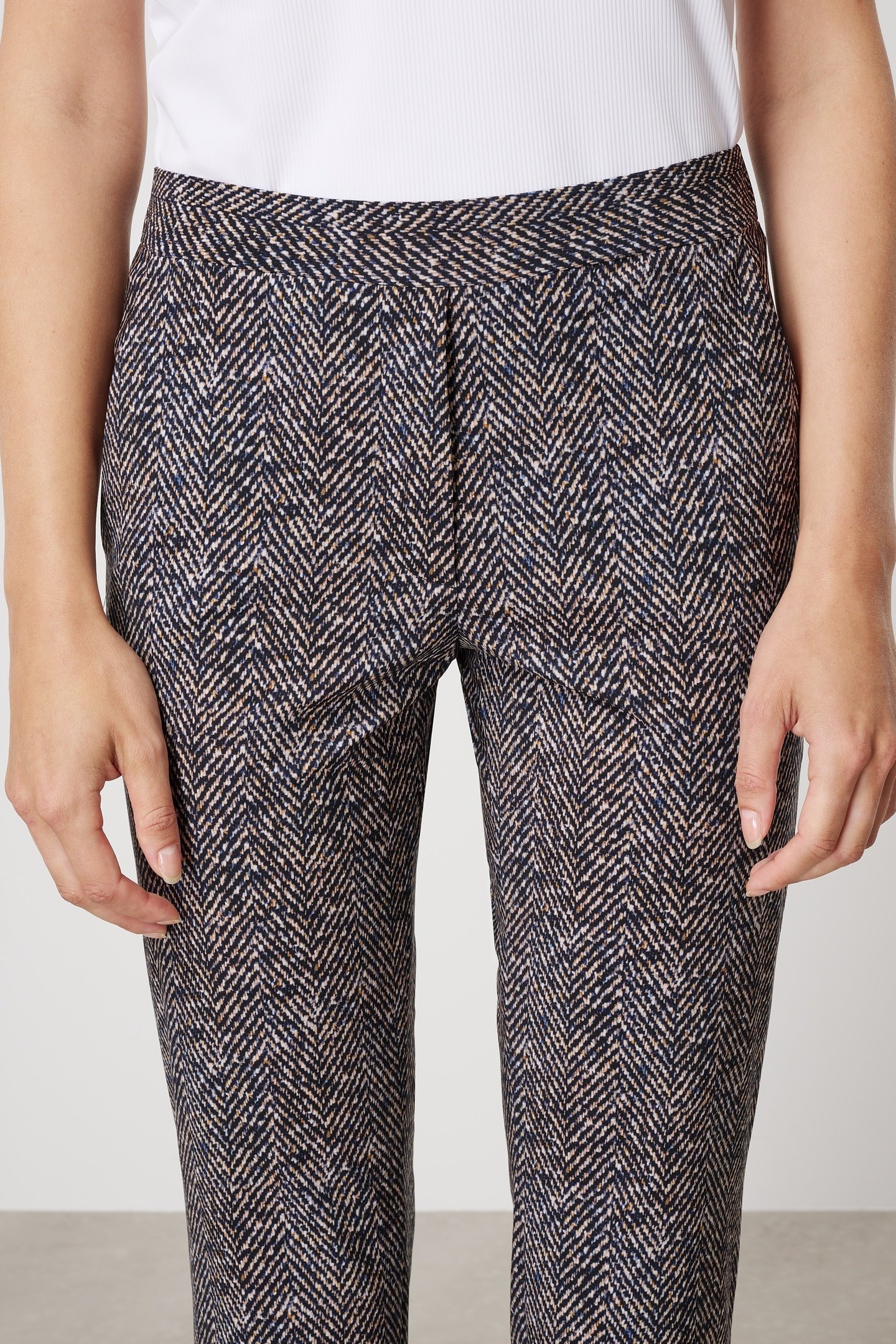 TWEED PRINT LONG BASIC PANTS INK BLUE 4